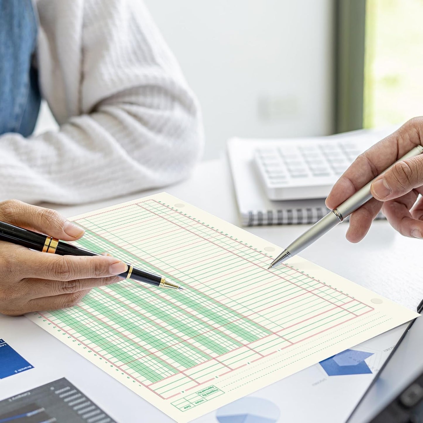 gisgfim 2 Pads 100 Sheets Columnar Analysis Pad 3 Hole Punch Accounting Ledger Book 8-1/2 x 11 Ledger Paper Pad Double Page Format Columnar Pads for Business Bookkeeping & Data(4 Column Ledger)