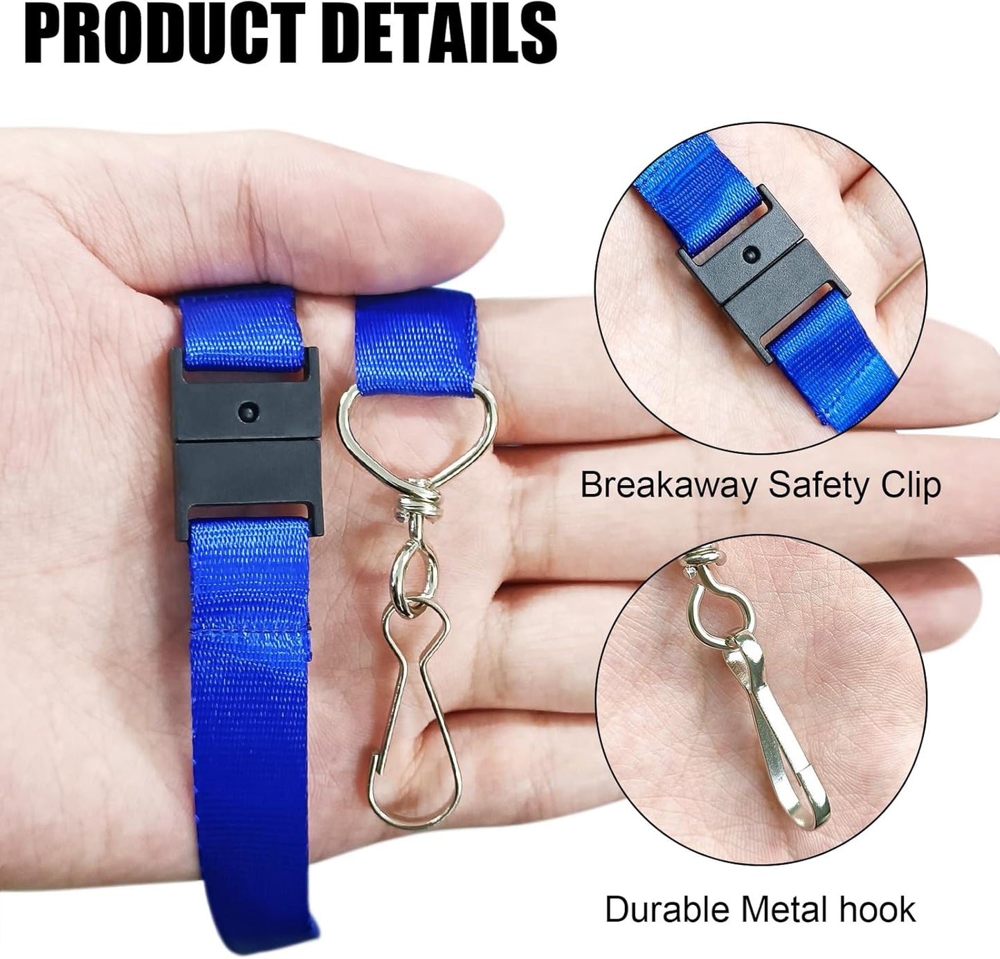 DE Breakaway Lanyards for Id Badges,Teacher Lanyard with with J-Hook Bulk Flat Lanyards for Name tag ID Badges Holder