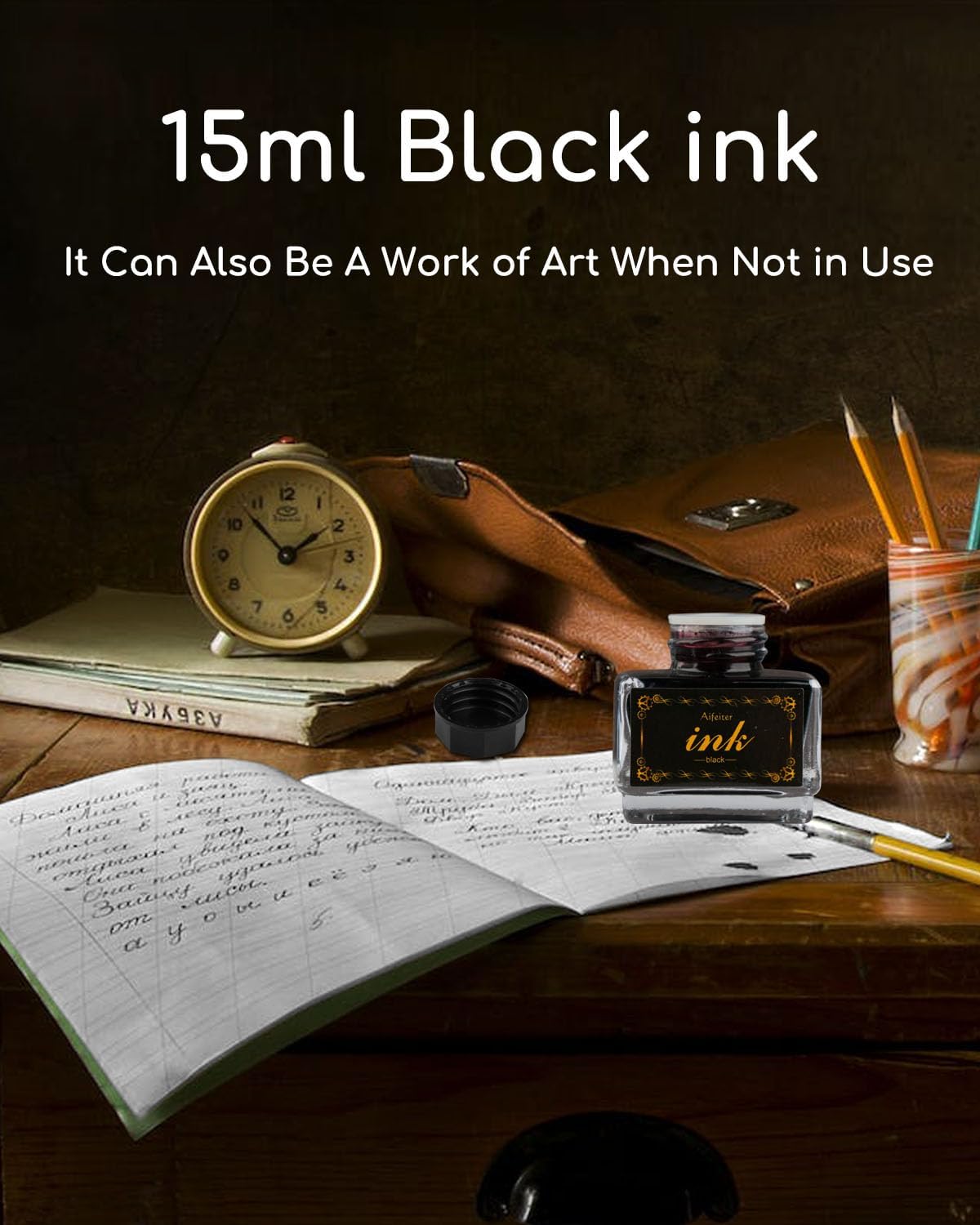 Calligraphy Ink 15 ml Black Ink,Suitable for quill pens Quill dip Pen Calligraphy Pen Drawing Pen,Carbon Free Ink for pens