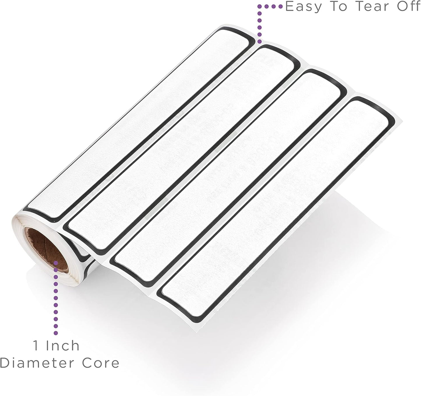 Carstens Adhesive Sticker Labels, 5 3/8” x 1”, Binder Labels for 1” Ring Binder Spines, White, Roll of 200