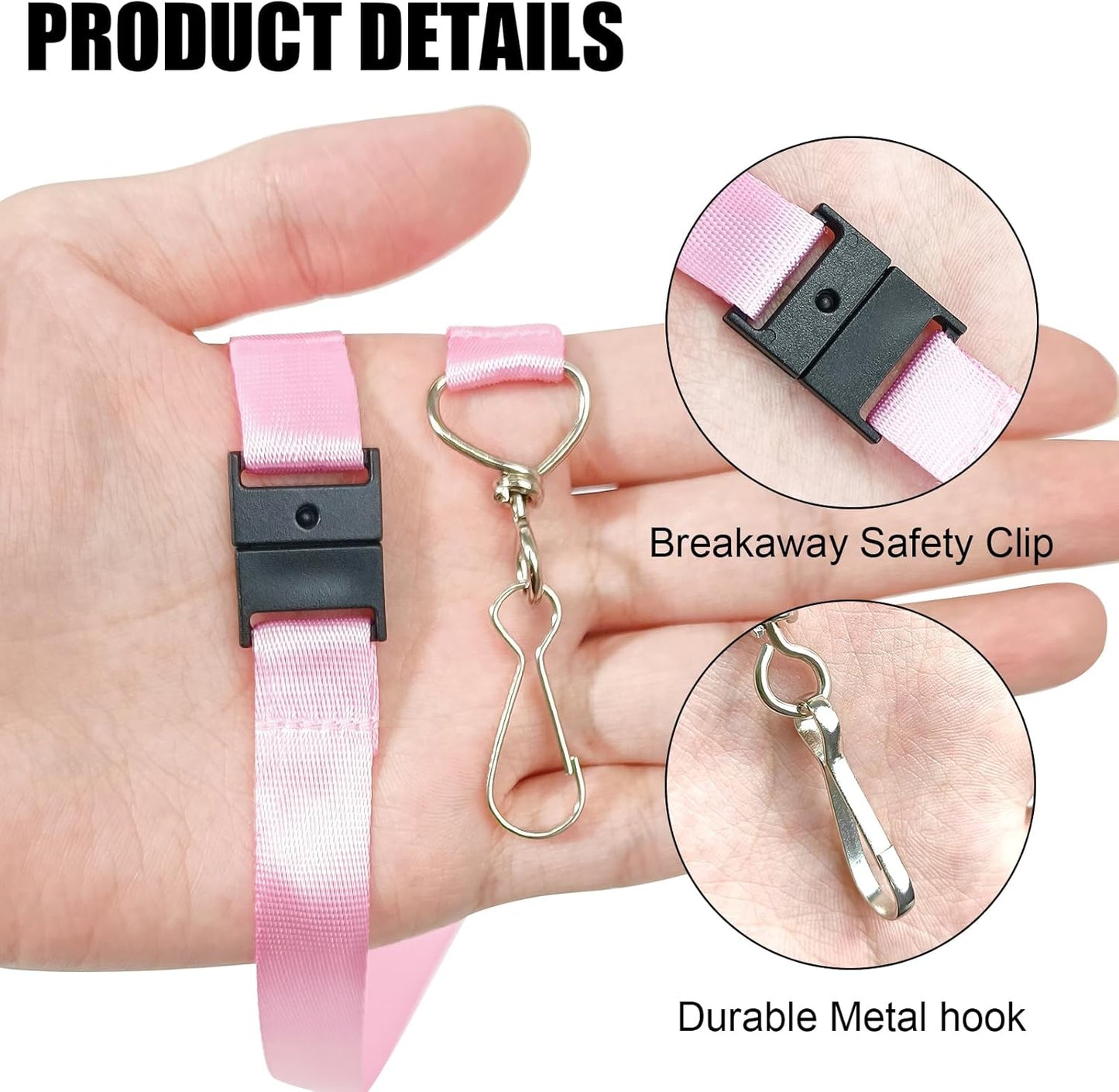 DE Breakaway Lanyards for Id Badges,Teacher Lanyard with with J-Hook Bulk Flat Lanyards for Name tag ID Badges Holder