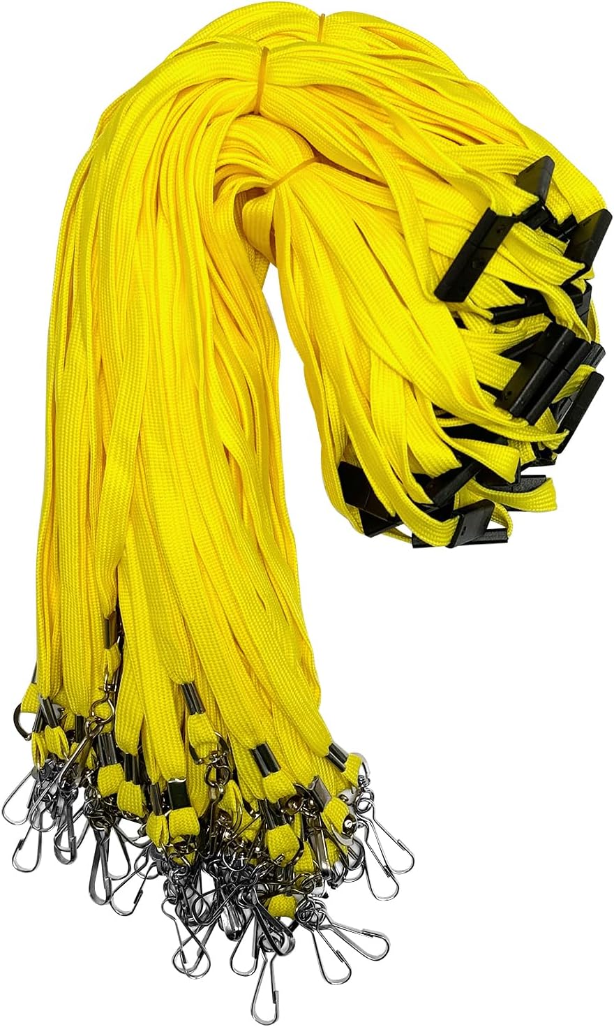 60 Pcs Breakaway Lanyards Safety Yellow Lanyard with Swivel J Hook Premium Bulk Flat Lanyards 36" for ID Name Badge Holder, ID Badges Cruise, School, Students, Coach, Festival and Hang Keys