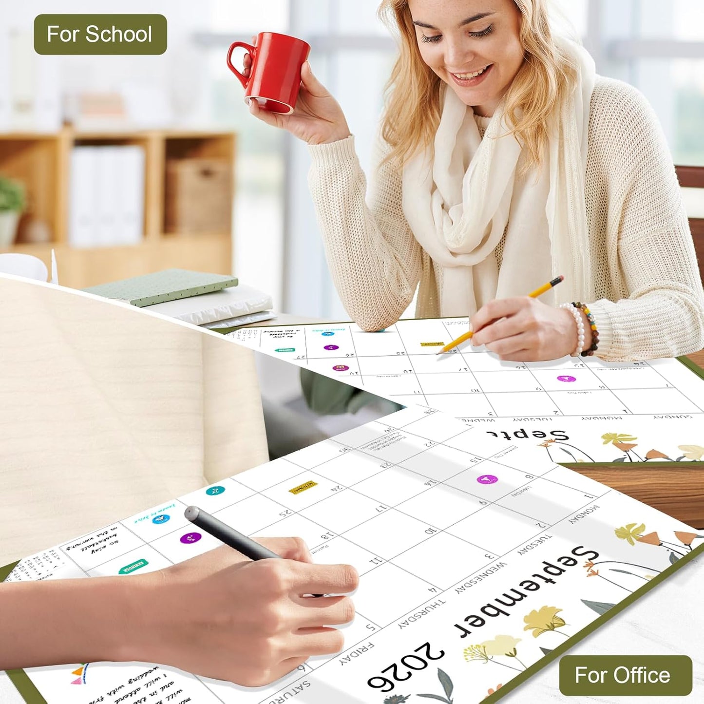 Gannyfer Desk Calendar 2025-2026, Large 2026 Calendar 22" x 17", July 2025-Dec 2026, 18 Monthly Teacher Desk Calendar 2026 with Thick Paper, for Planning and Organizing in School, Office, Home(6 Stickers)