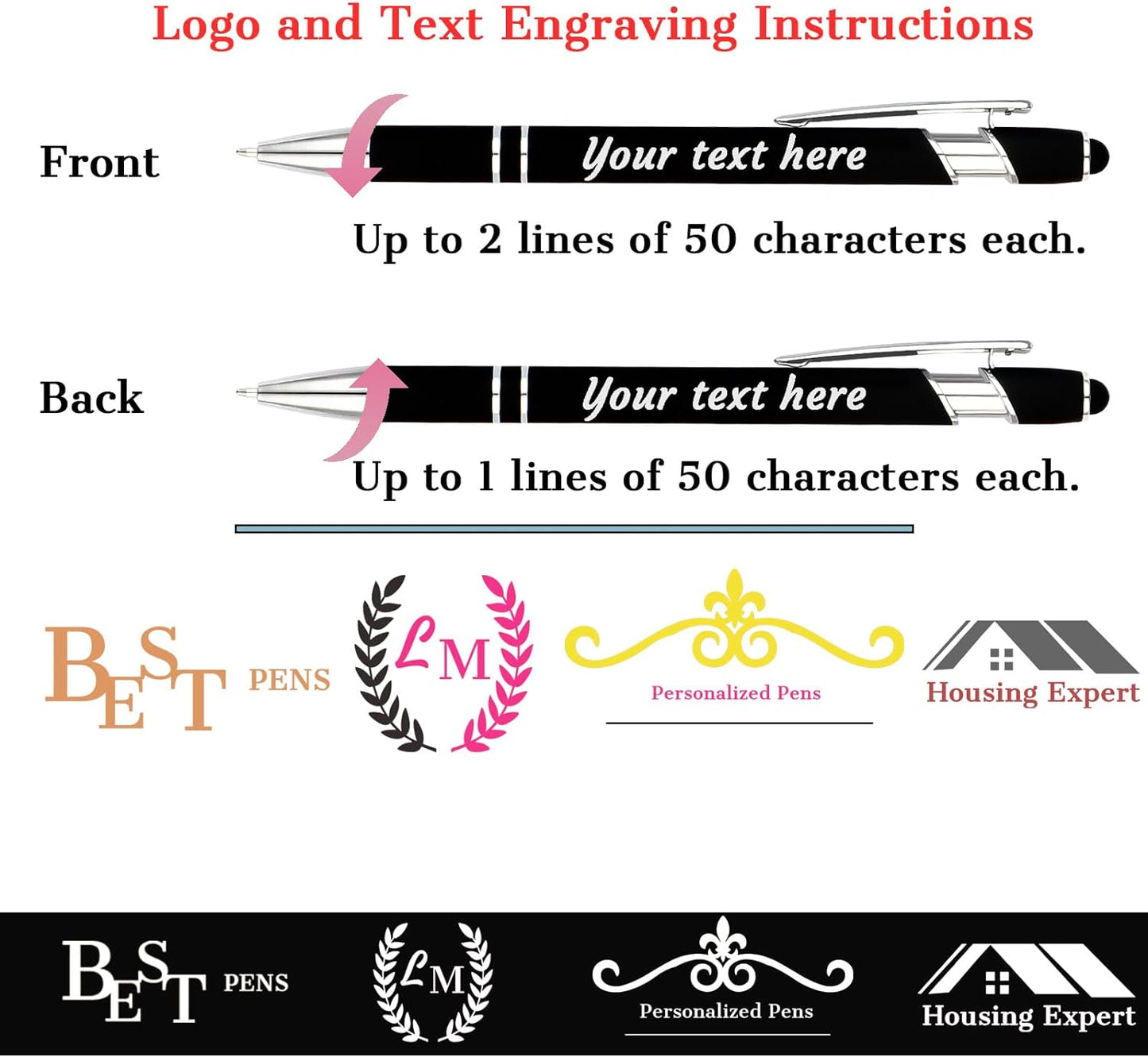 Personalized Pens with Name Logo or Message, Up to 1200 pcs Bulk Custom Metal Ballpoint Pen with Black Ink Customized Gift for Business, Graduation and Promotions (Green)