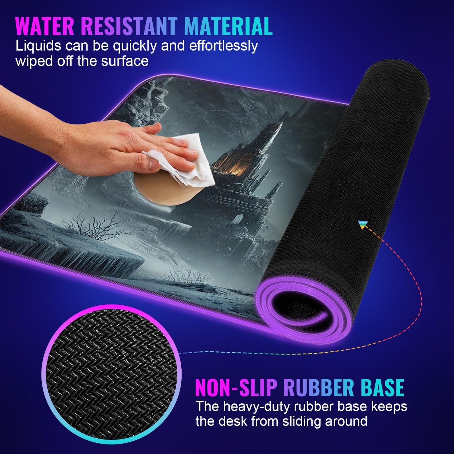 Gaming Mouse Pad - Desk Mat Gaming Mouse Pad , Medium Extra Large Extended Big Long Huge XL XXL and XXXL RGB LED Light Mousepad For a Computer , PC Mats Mousepads Frostblade Warrior