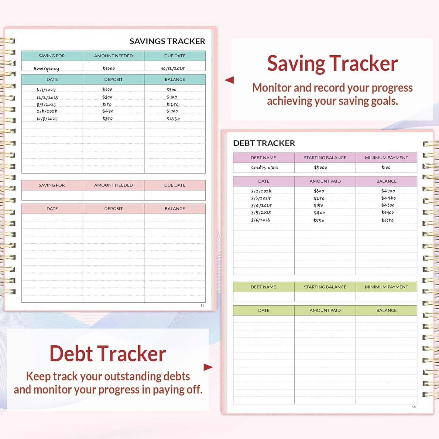 2026 Budget Planner - Monthly Budget Book from JAN 2026 - DEC 2026 with Expense Tracker Notebook, A5 Size (6.4" x 8.3") Bill Organizer & Finance Planner Account Book to Manage Your Finances, Pink