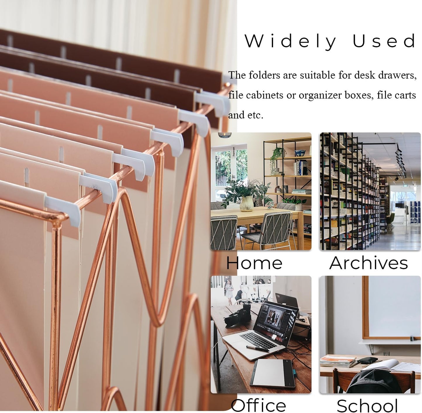 Y YOMA 6 Pack Gradient Hanging File Folders Letter Size Decorative Hanging Folder Pretty File Folder Organizer for Filing Cabinet Office Home with 1/5-Cut Adjustable Tabs, Coco Mocha