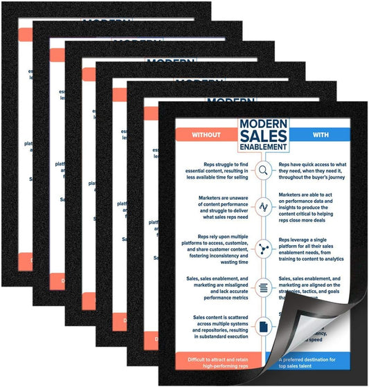 Document Sign Holder Pockets with Magnetic Back, Plastic Poster Picture Notice Display Frame for Fridge/Whiteboard/Chalkboard/Cabinet, 8.5 x 11.6 Inches, Black, 30 Pcs