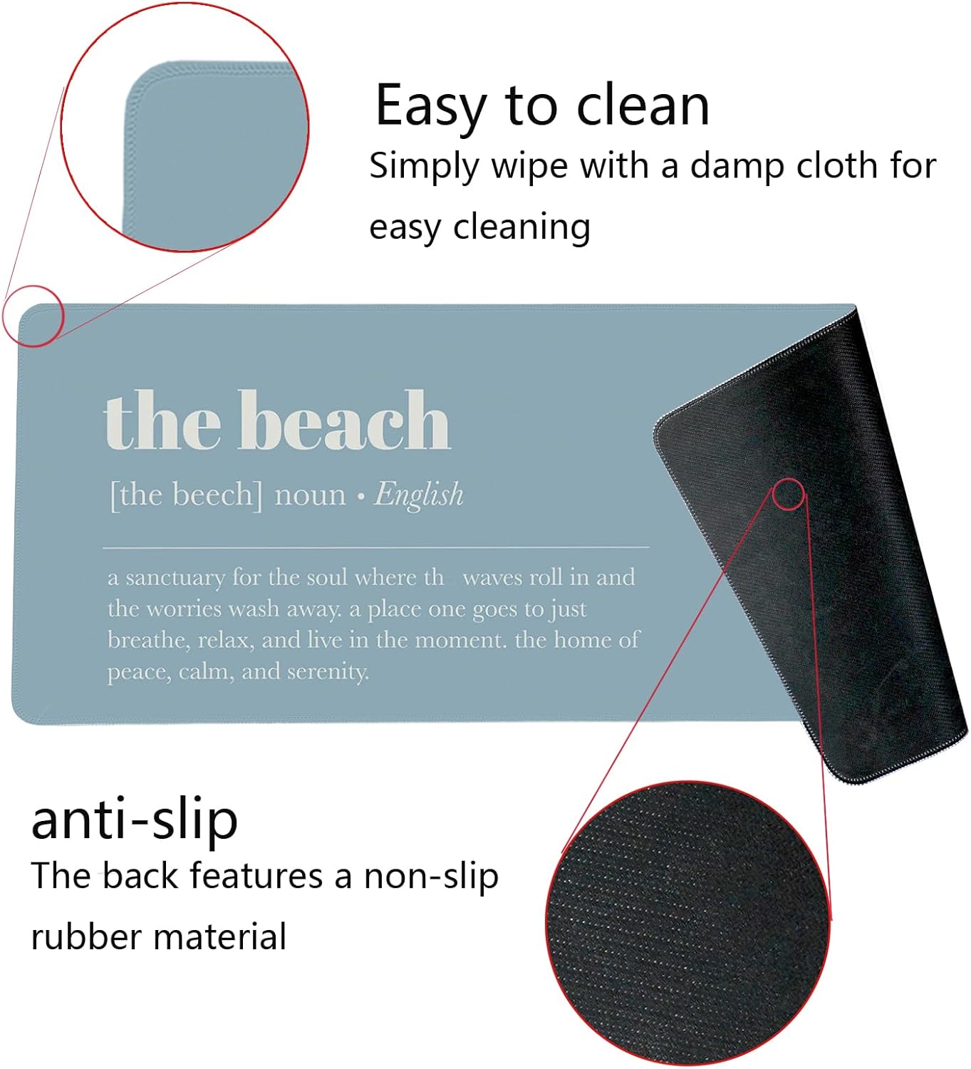 Blue Ocean Beach Mouse Pad,Blue Coastal Mouse Pad,Big Large Ocean Desk Mat,Beautiful Sentence Desk Mat,Summer Beachy Gaming Computer Pads,Beach House Decor,Gift for Beachy House,31.5x11.8Inch