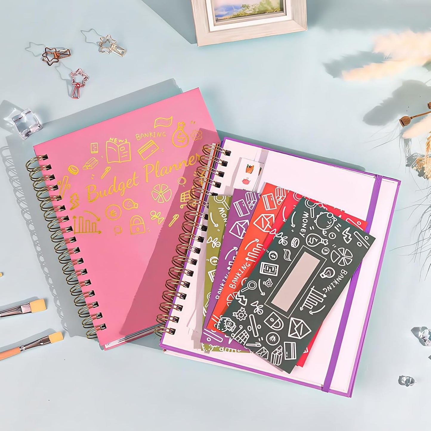 Budget Planner - B5(9.2x7'') Monthly Bill Organizer With Expense Tracker Notebook, Undated Financial Planner Budget Book To Take Control Of Your Money, Large Month Account Book With Pockets (B)