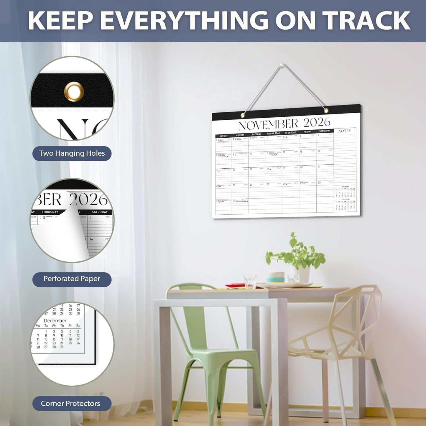 Desk Calendar 2025-2026, 18 Months (July 2025 to December 2026) - Large Size 17" x 12" Desktop/Wall Monthly Calendar with To Do List, Personal Desk Calendar Planner for Home, School, Office - Black