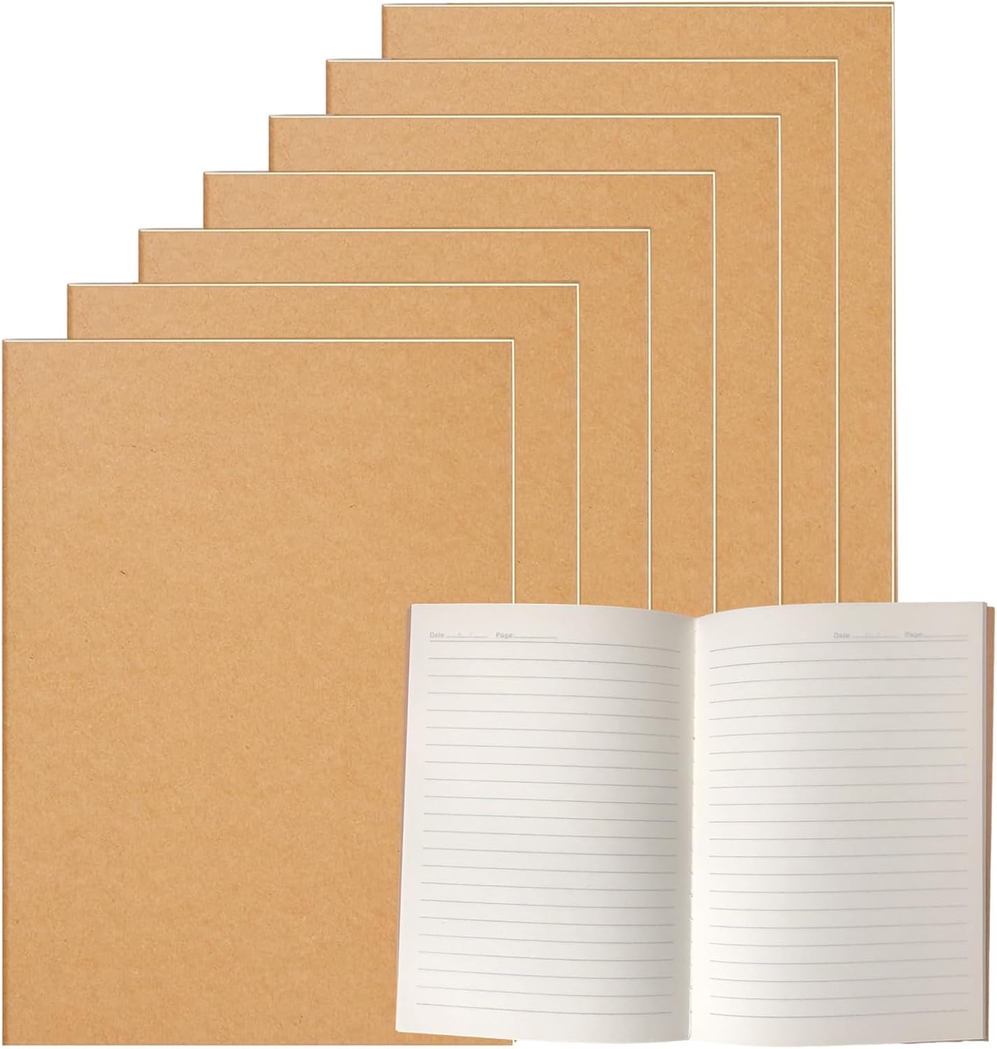 7 Pack Kraft Paper Notebook Journals A5 Journal Softcover Ruled Lined Journals Notebooks Bulk for Kids Student Writing Sketch Travel Journal Office