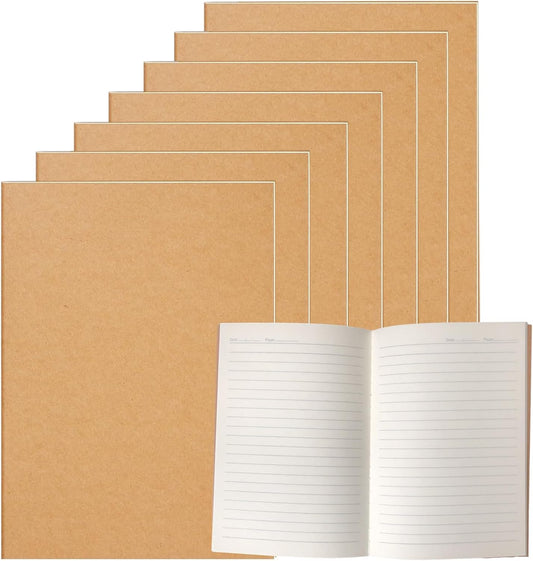 7 Pack Kraft Paper Notebook Journals A5 Journal Softcover Ruled Lined Journals Notebooks Bulk for Kids Student Writing Sketch Travel Journal Office