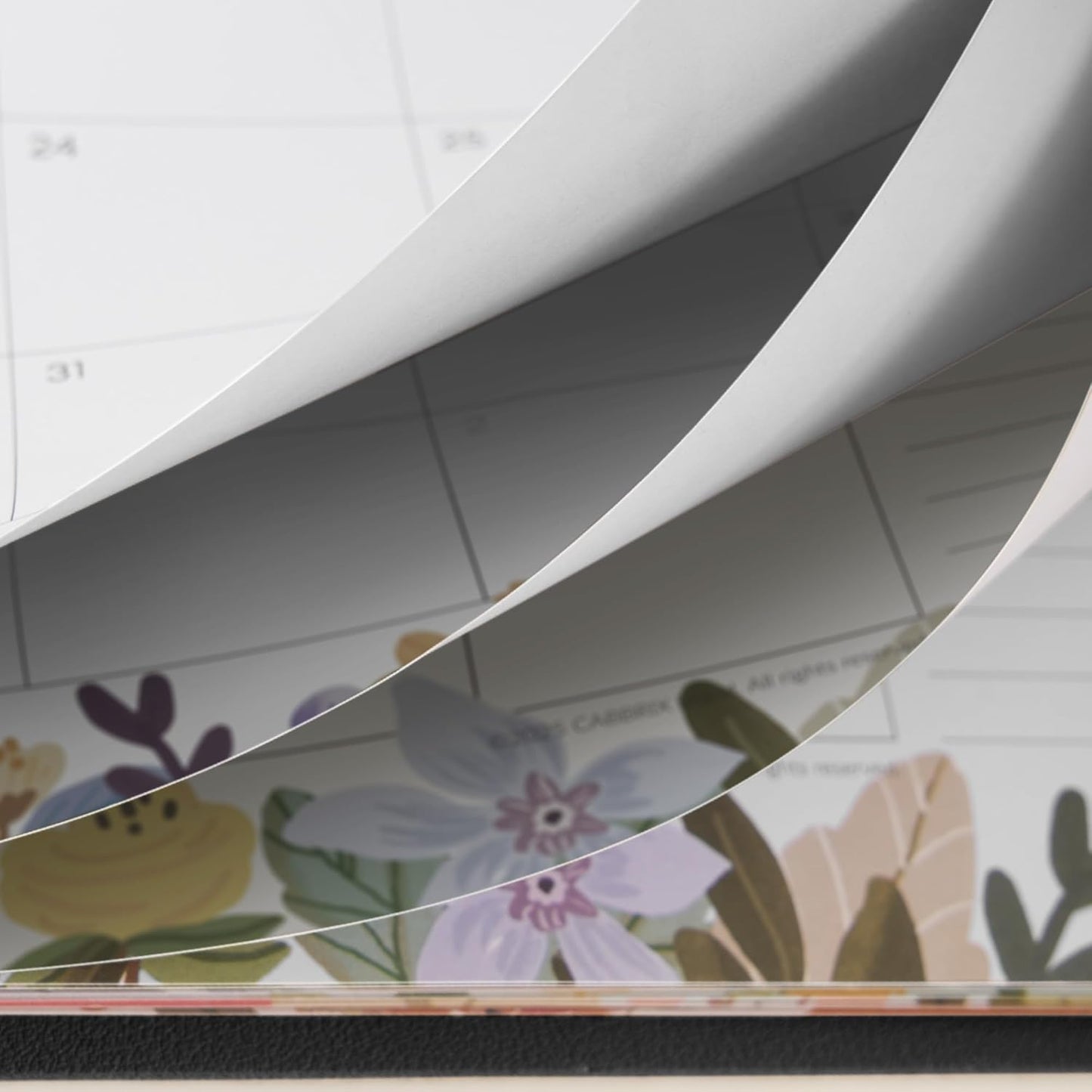 Cabbrix Desk Calendar 2025-2026 with Desktop Mat, Floral Desk Pad Calendar 15 x 12 Inch Runs From July 2025 to December 2026, Desk Blotter Calendar for Home School and Office (Black)