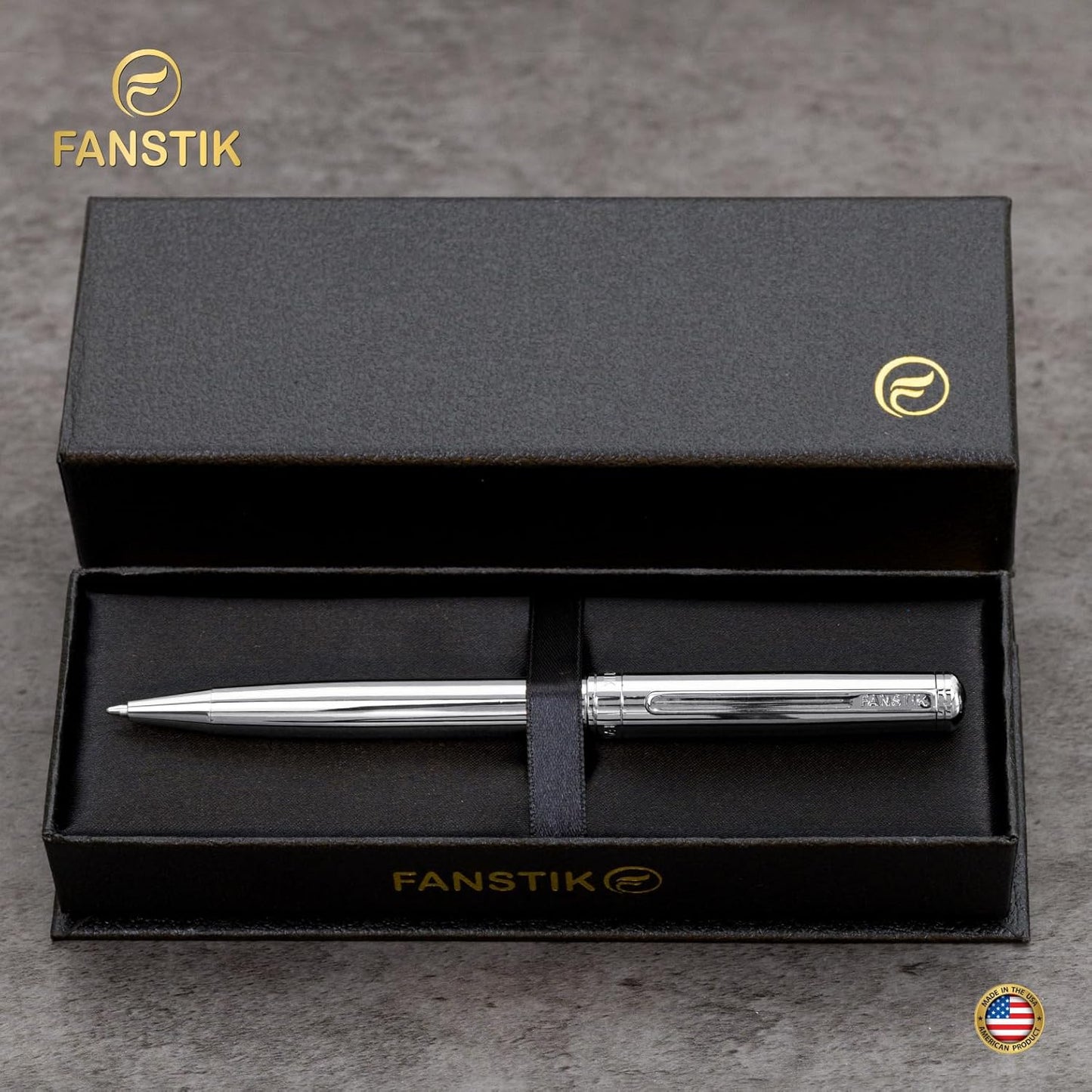 Customized Silver Luxury ballpoint pen (Made In USA) fancy gift set for women, Real 24K Gold Plating, Professional executive pen gift set for men (Lux Custom-BallPoint Silver)