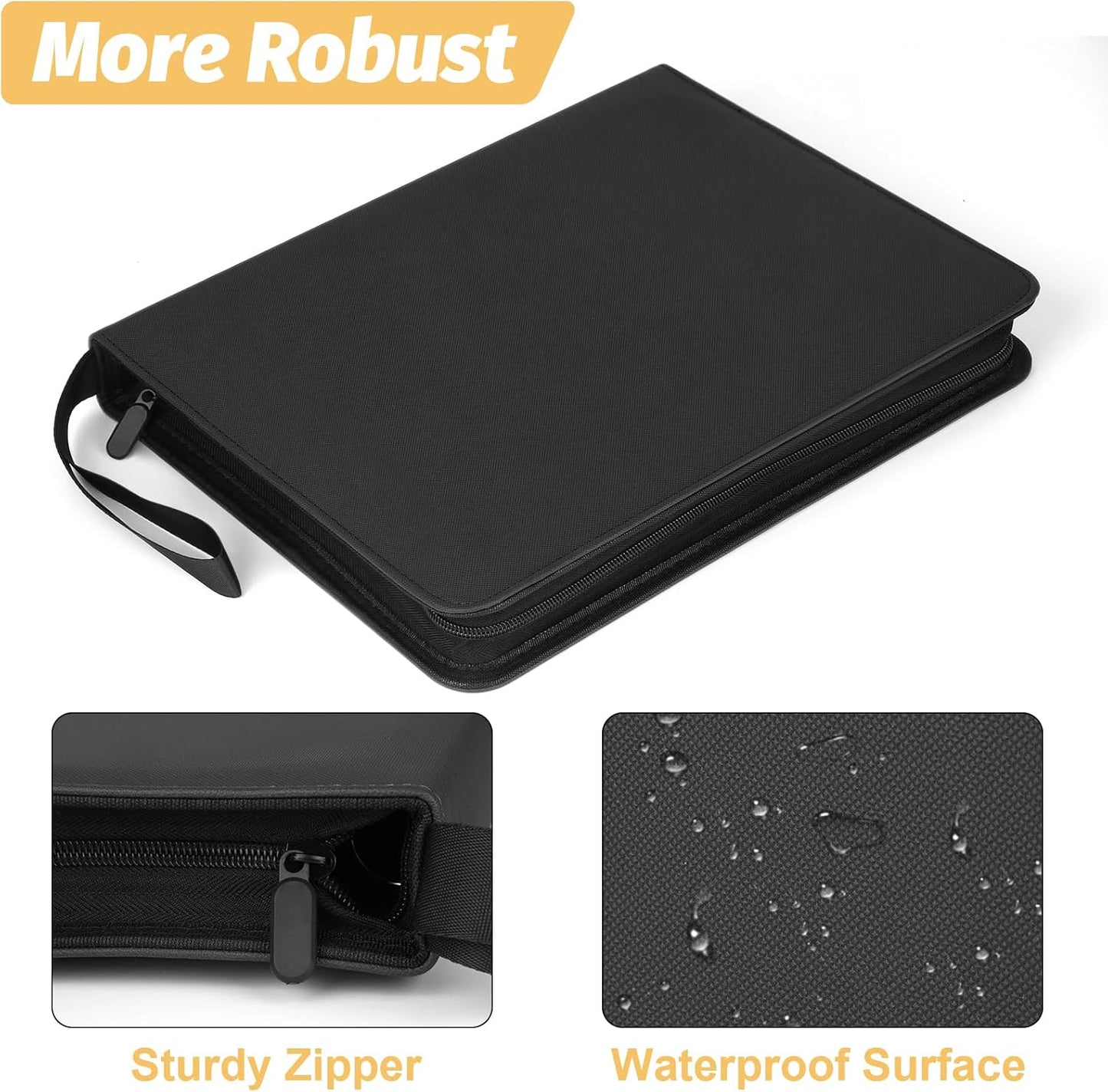 9 Pocket Card Binder, Premium Zip Trading Card Binder, 720 Double Sided Pocket PU Card Collection Binder, Collector Card Album, Card Folder for MTG, TCG, Sports Cards, Game Cards (Black1)