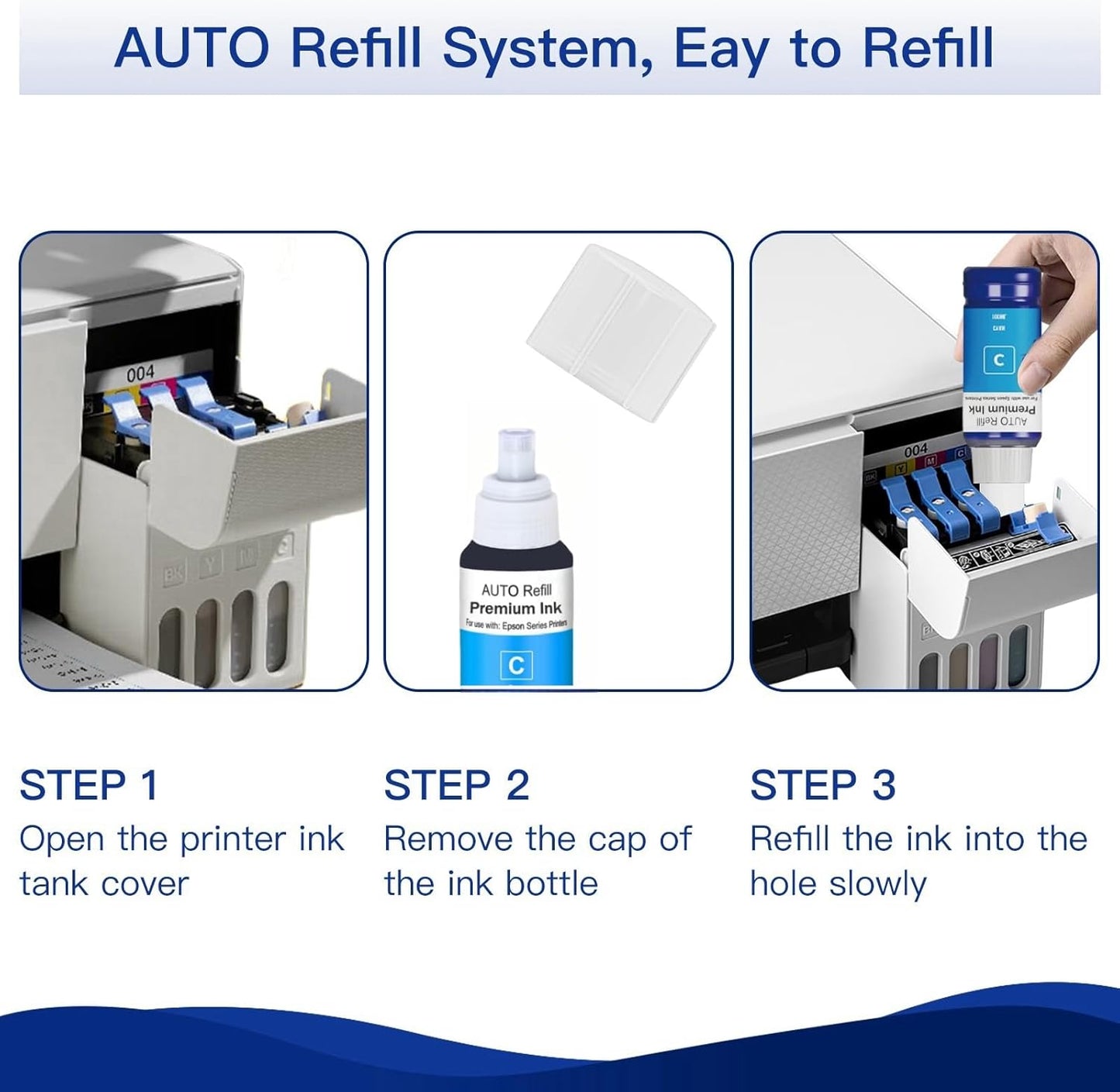 502 Ink Refill Bottles for Ecotank et 15000, ET-2850, ET-3850, ET-4850, ET-3830, ET-4760, Workforce ET-2750, ET-3750, ET-4750