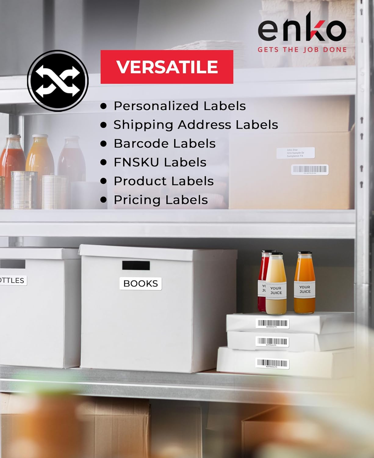 enKo 24000 Labels, 1/2 x 1-3/4 inches - White - Address, Mailing, Shipping and Barcode Blank Labels for Laser and Inkjet Printers