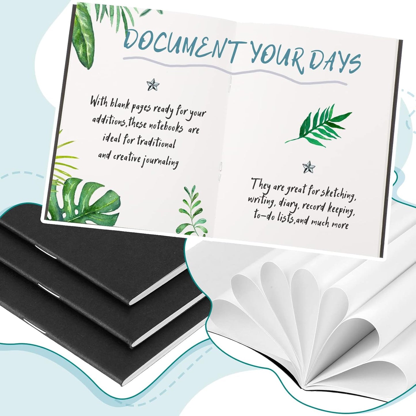 Epakh 100 Pack Mini Kraft Paper Notebook Bulk Small Blank Notebook Mini Unlined Pocket Journal Sketchbooks for Students School Writing, 48 Pages, 24 Sheets, 4.25 x 5.5 Inch (Black)