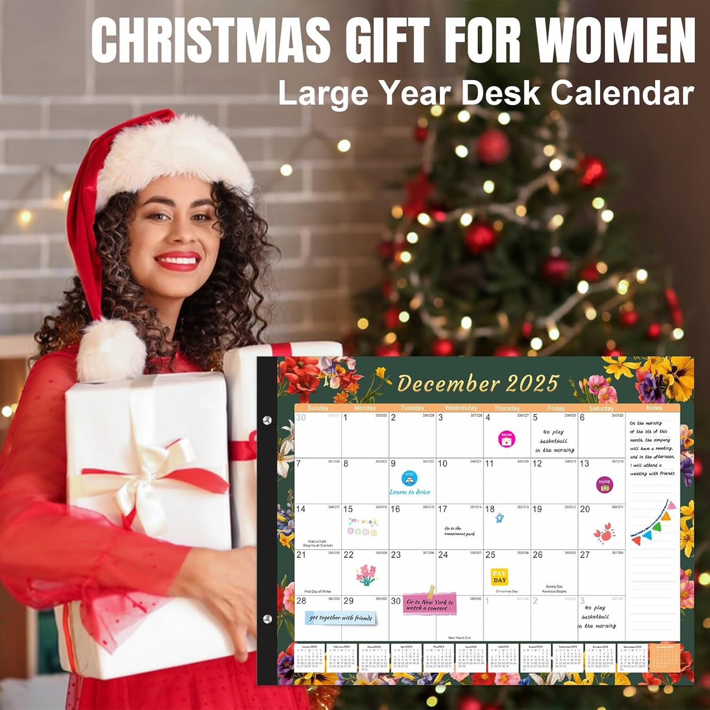 Gannyfer Desk Calendar 2025-2026, Large Calendar 2025 22"x17", 18 Months, January 2025 - Jun 2026, Desktop Pad with Plastic Cover, Thick Paper, Corner Protectors, for Planning and Organizing In Your Family, School or Office-Deep Black