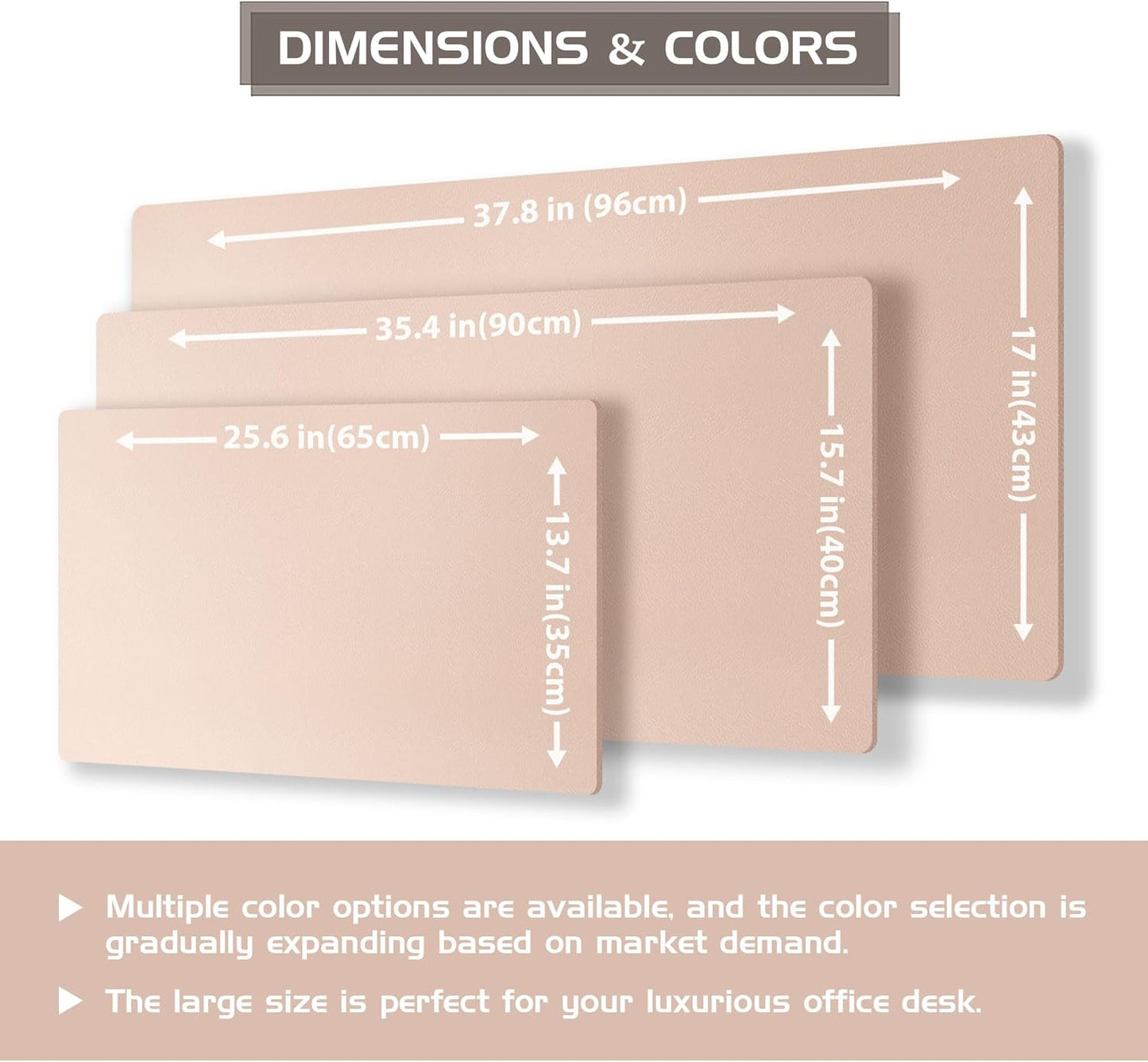 Aothia Double-Sided Desk Pad – 37.8"x17" Leather Desk Mat with Eco Cork Protector, Large Mouse Pad, Waterproof Desk Blotter for Office/Home (Pink)