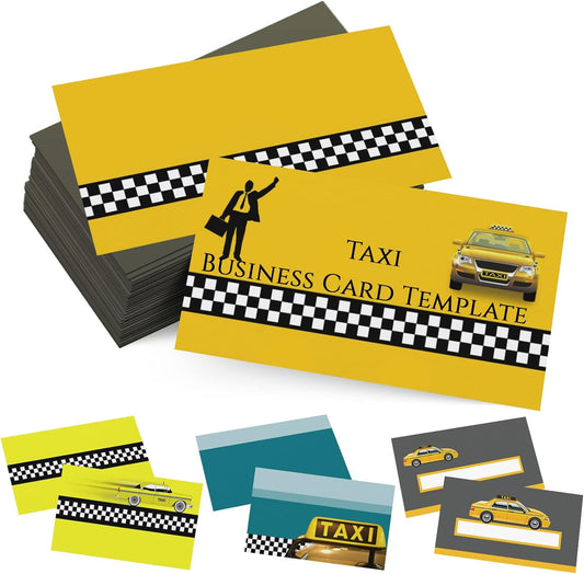 Custom Business Cards Personalized Business Cards for Small Business 300gsm Matte Paper Front & Back Sides Printed 3.5" x 2" - Taxi Template