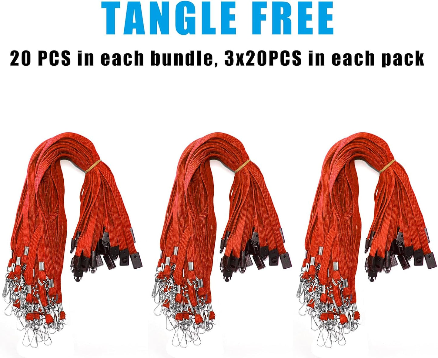 60 Pcs Breakaway Lanyards Safety Red Lanyard with Swivel J Hook Premium Bulk Flat Lanyards 36" for ID Name Badge Holder, ID Badges Cruise, School, Students, Coach, Festival and Hang Keys