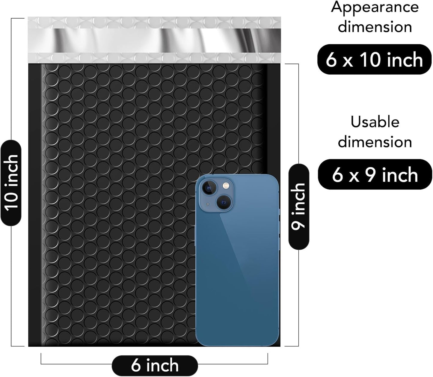 Fuxury Bubble Mailers 6x10“ 600 Pack Black Padded Envelopes Usable Size 6x9" Thick Mailing Envelopes Bubble Padded, Shipping Bags for Mailing,Packaging, Small Business, Boutique, Bulk #0