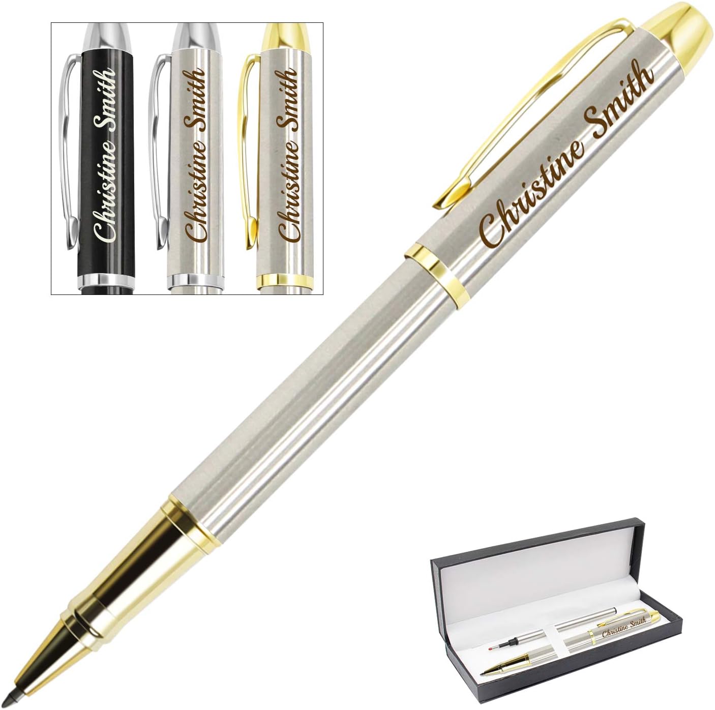 Amlion Personalized Pens Custom Engraved Pen with Name, Refillable Medium Refill, Personalized Gifts for Men Women