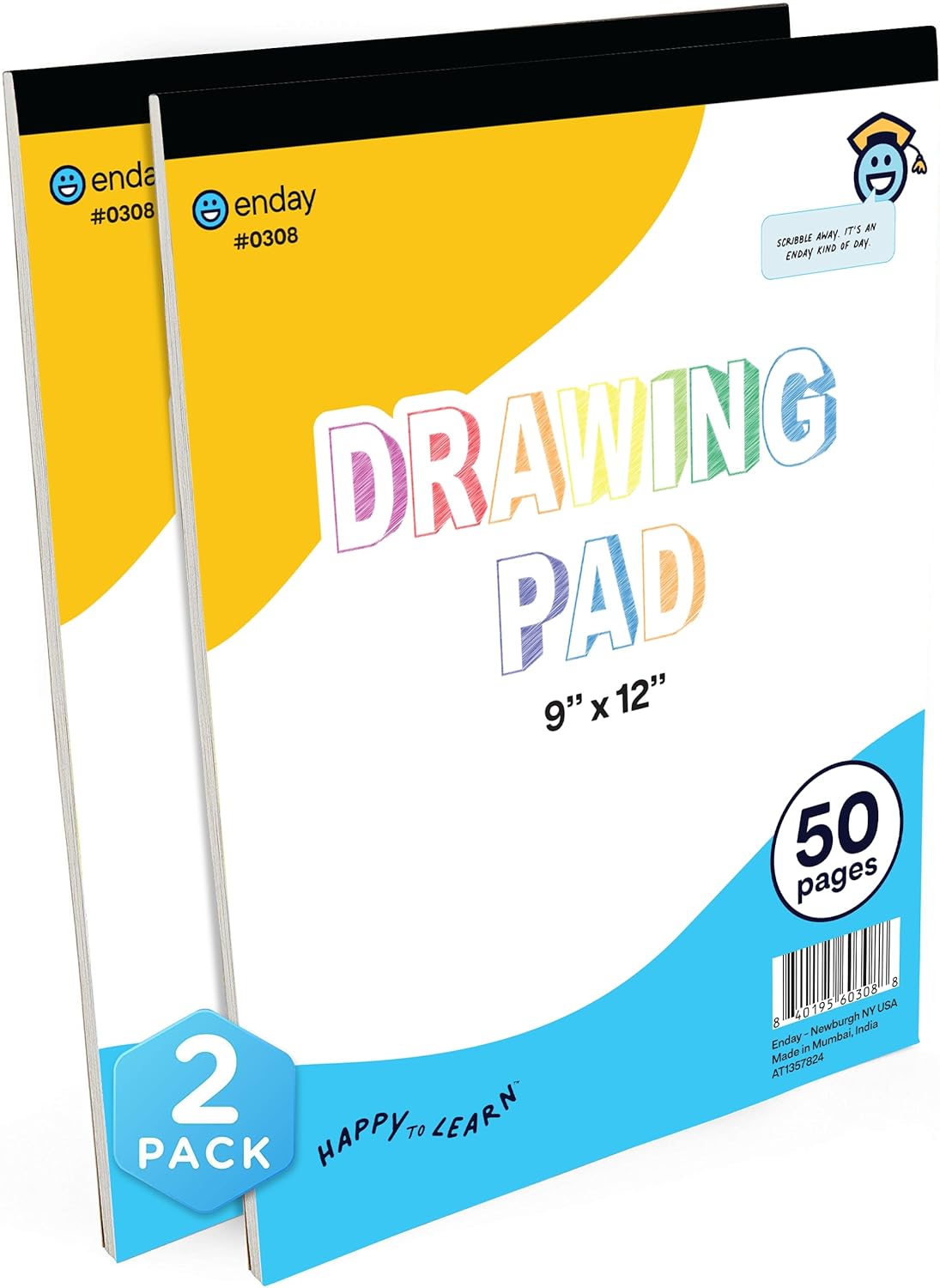 Emraw Sketch Pad for Kids (2 Pack) - 9" x 12" Kids Drawing Pad, 50 Sheets