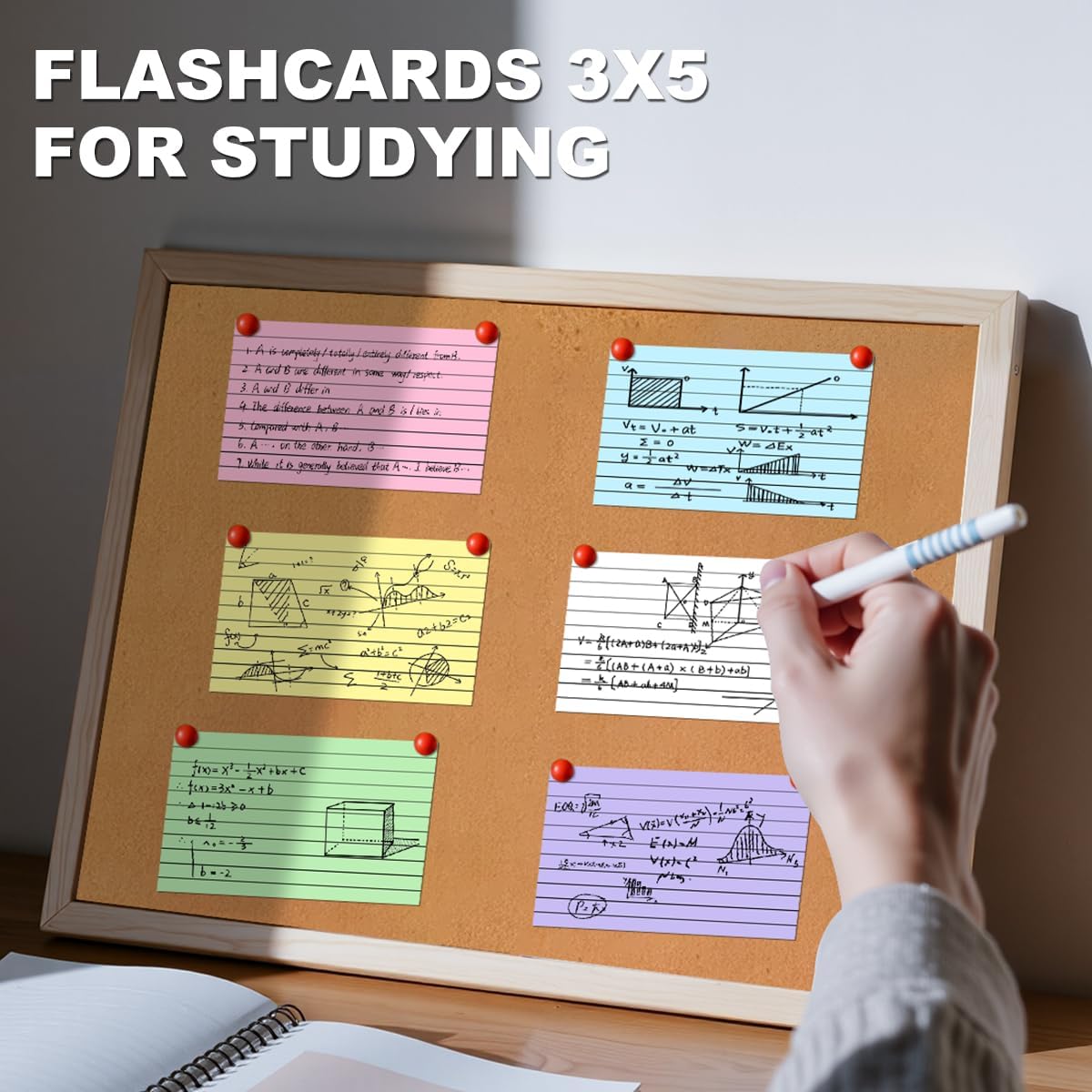 600 Count Colored Index Cards 3x5 in Ruled Flash Cards for Studying, 12 Pack of 50, Multilcolor Notecards Lined Flash Cards Bulk, Neon Flashcards Note Cards, 3x5 Index Cards for School, Home, Office