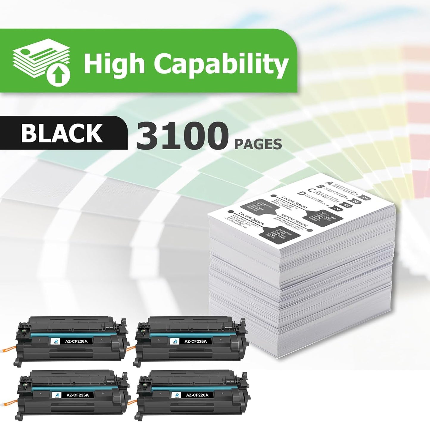 Aztech Compatible Toner Cartridge Replacement for HP 26A CF226A Pro M402n M402dw M402dn Pro MFP M426fdw M426fdn M426dw Printer (Black 4-Pack)