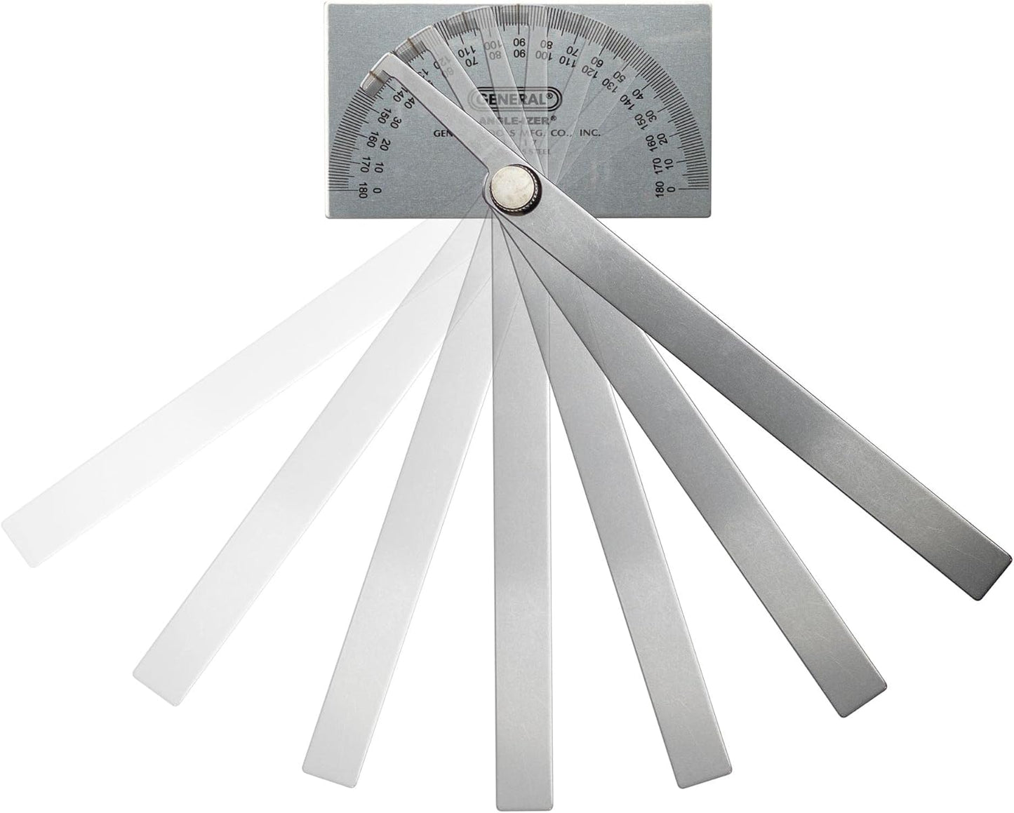 General Tools Angle Protractor #17 Stainless Steel Square Head + General Tools 88CM Tungsten Carbide Scribe and Magnet, Copper, Replaceable Tip