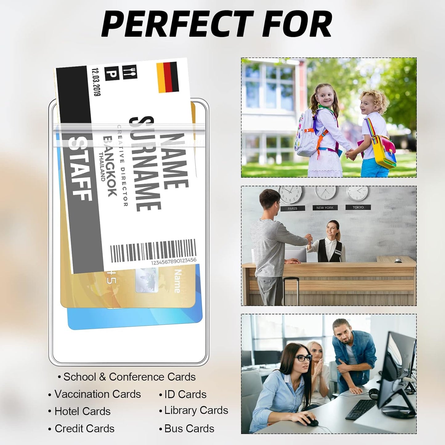 Colarr 1000 Pieces ID Badge Holders Clear ID Holder Plastic Thick Name Card Case Waterproof Name Badge Case PVC Card Cover for Student Nurses Office School (5 x 3 Inches)