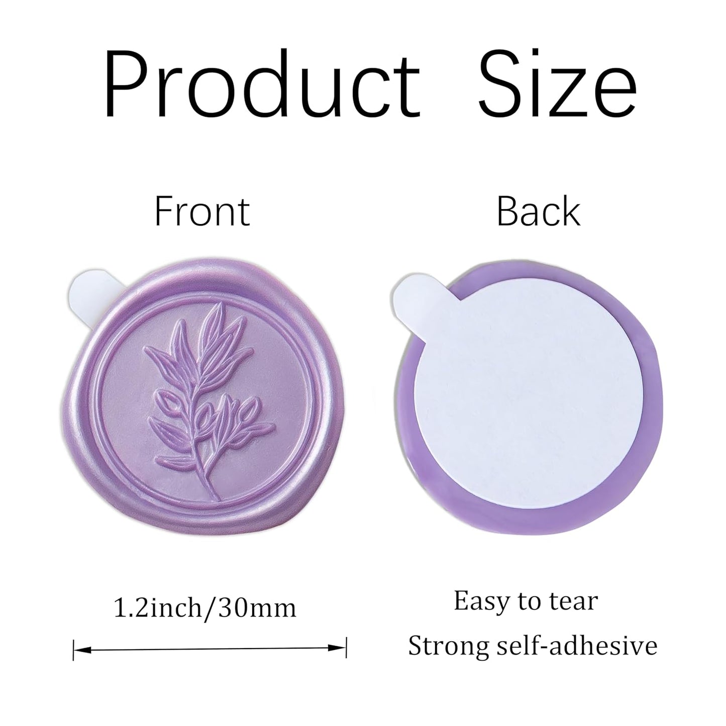 PONATIA Lilac Wax Seal Stickers - 50 Pcs Self- Adhesive Eucalyptus Wedding Seal Stickers, Perfect for Invitation Cards, Envelopes, Christmas Cards, Gift Wrapping, Party Menu Décor