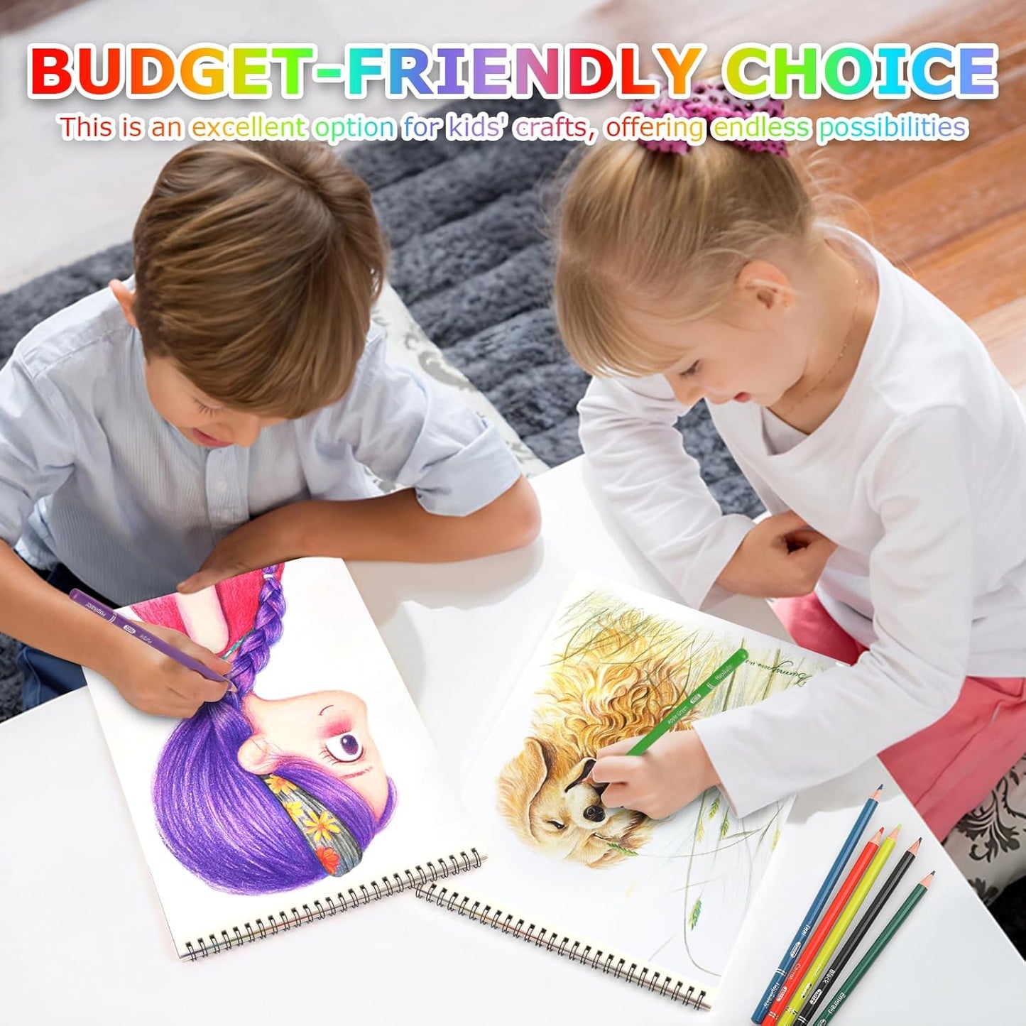 Drawing Pad for Kids, Sketch Pads 50 Sheets, 3-Pack Kids Travel Activities Spiral Bound Drawing Books Bulk 6" x 9 ", Drawing Paper for Kids 9-12