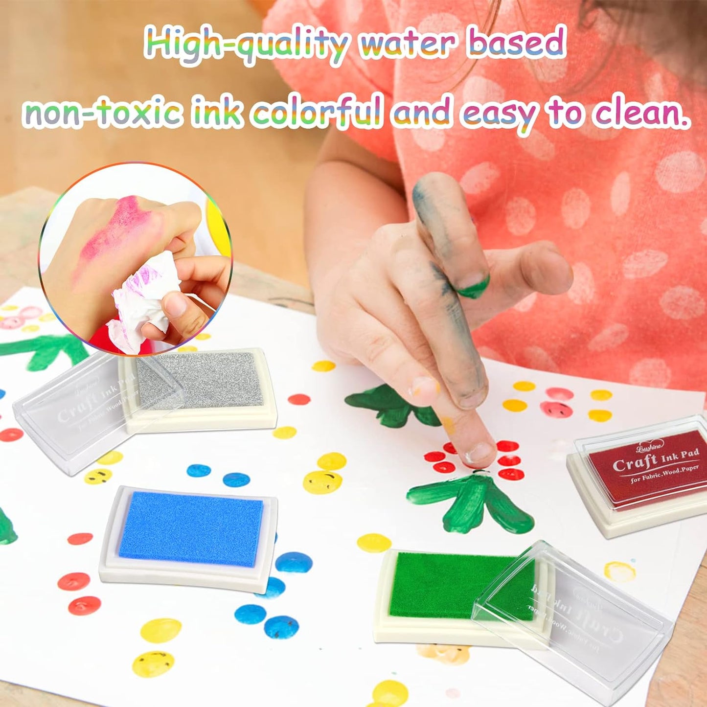Craft Ink Pad for Rubber Stamps, Paper, Wooden, Fabric, Scrapbooking, Non-Toxic Finger Ink Pads for Kids (Purple)