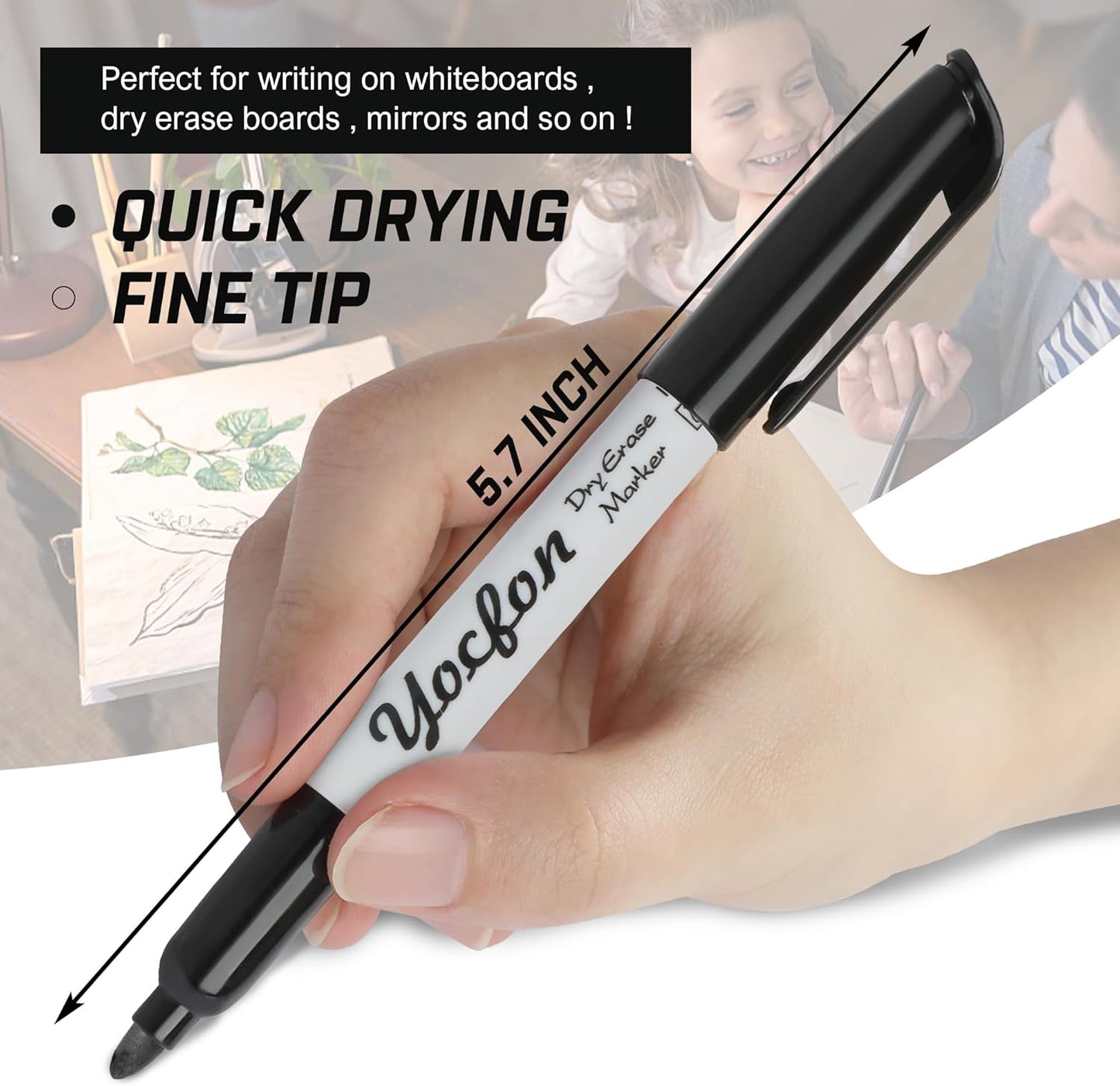 Dry Erase Markers 148 Pack, Bulk Black Whiteboard Markers With Fine Tip, Low Odor Dry Erase Markers for School Office Home