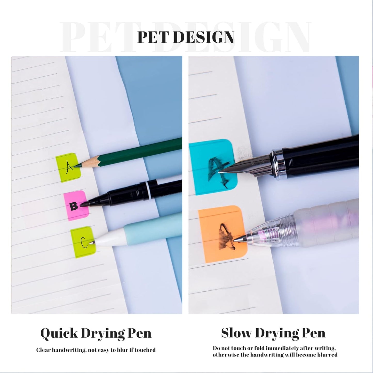 Golcellia 480 Pieces Sticky Tabs Transparent Sticky Notes, Colored Page Markers for Bookmarks, Writable and Repositionable Index Annotation Tabs