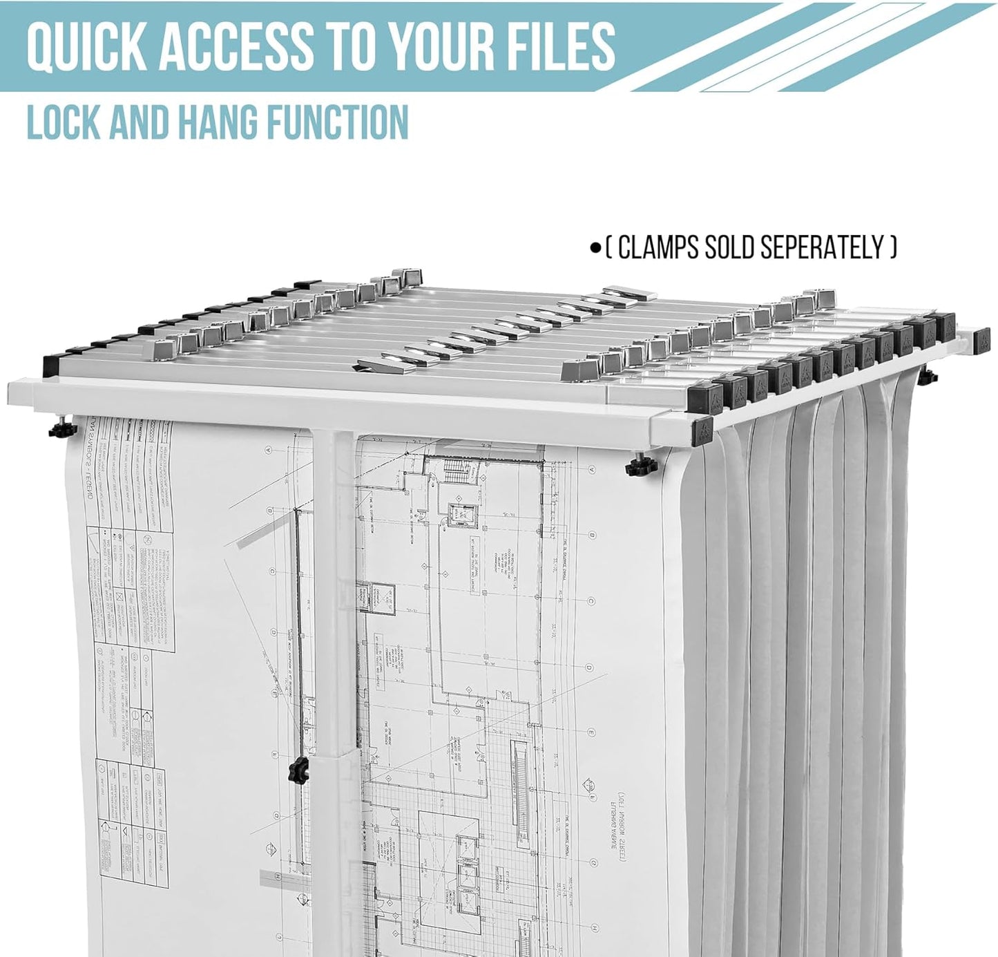 Adir Mobile Blueprint Holder - Adjustable Blue Print Storage Organizer and Construction Plan Holder – Plans Rack for Jobsite and Office (Without Blueprint Clamps)
