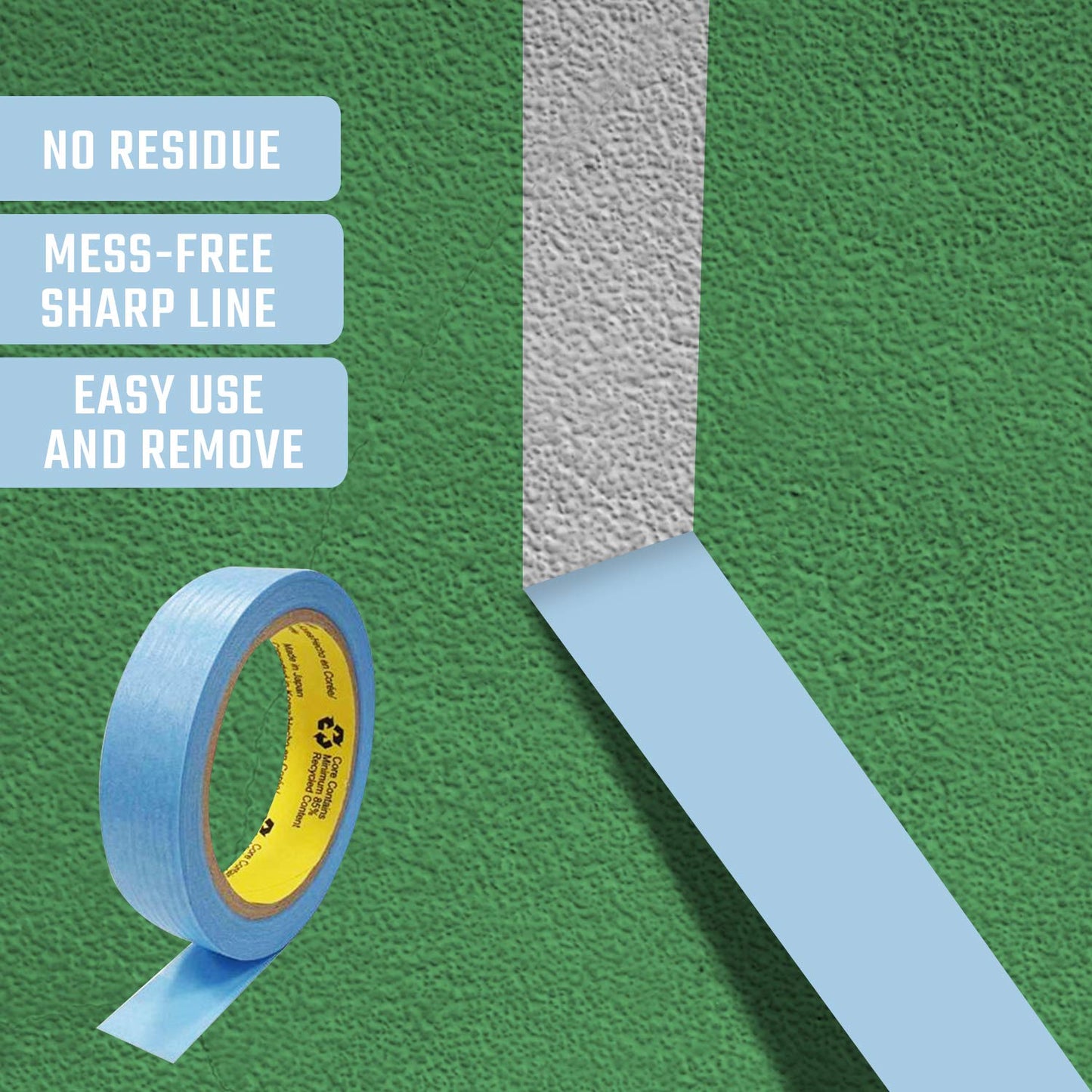 Blue Painters Tape Washi Paper - Assorted Size Multi Pack 44 Yard - No Residue Masking Tape for Painting Drafting Craft - Delicate Surfaces - Heat Resistant - Thin Thick (1/4 x 1/2 x 1 Inch - 3pK)