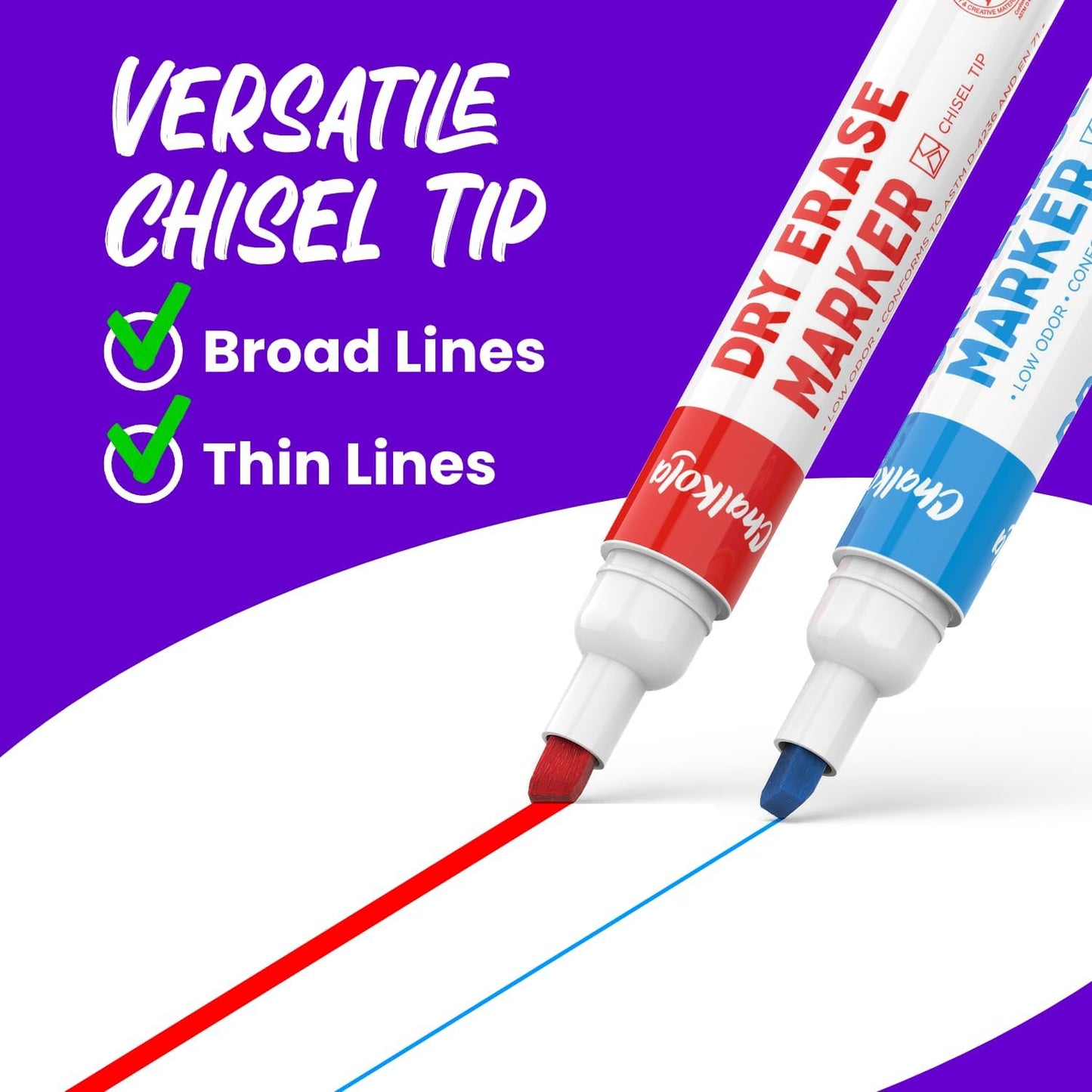 Chalkola Bulk Dry Erase Markers for Classroom (120 Pack, 12 Vibrant Colors) | Erasable, Low Odor, Chisel Tip WhiteBoard Markers, Dry Erase Pens for Kids, Teachers - Office, Home, School Supplies