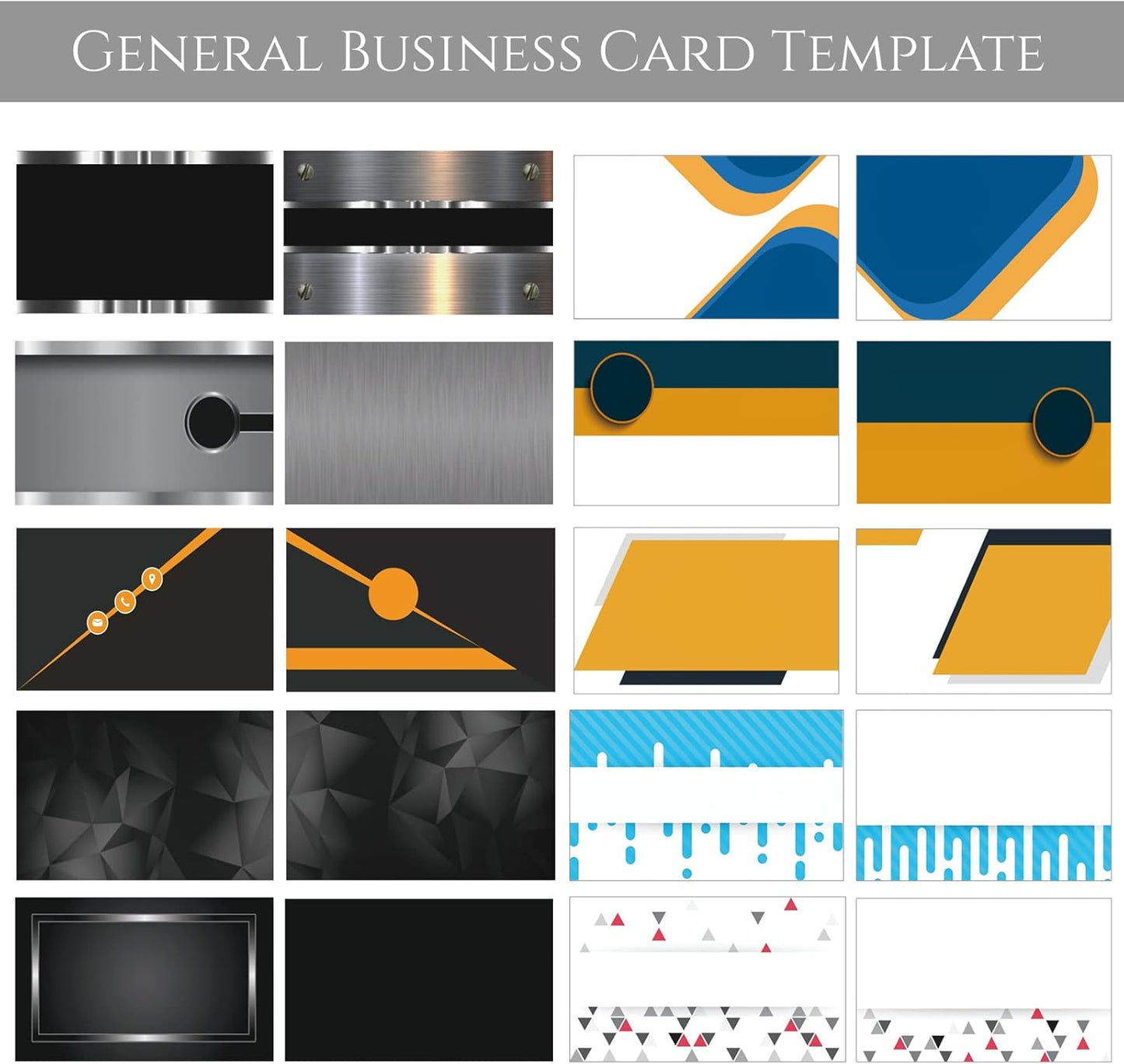 Custom Business Cards Personalized Business Cards for Small Business 300gsm Matte Paper Front & Back Sides Printed 3.5" x 2" - General Template