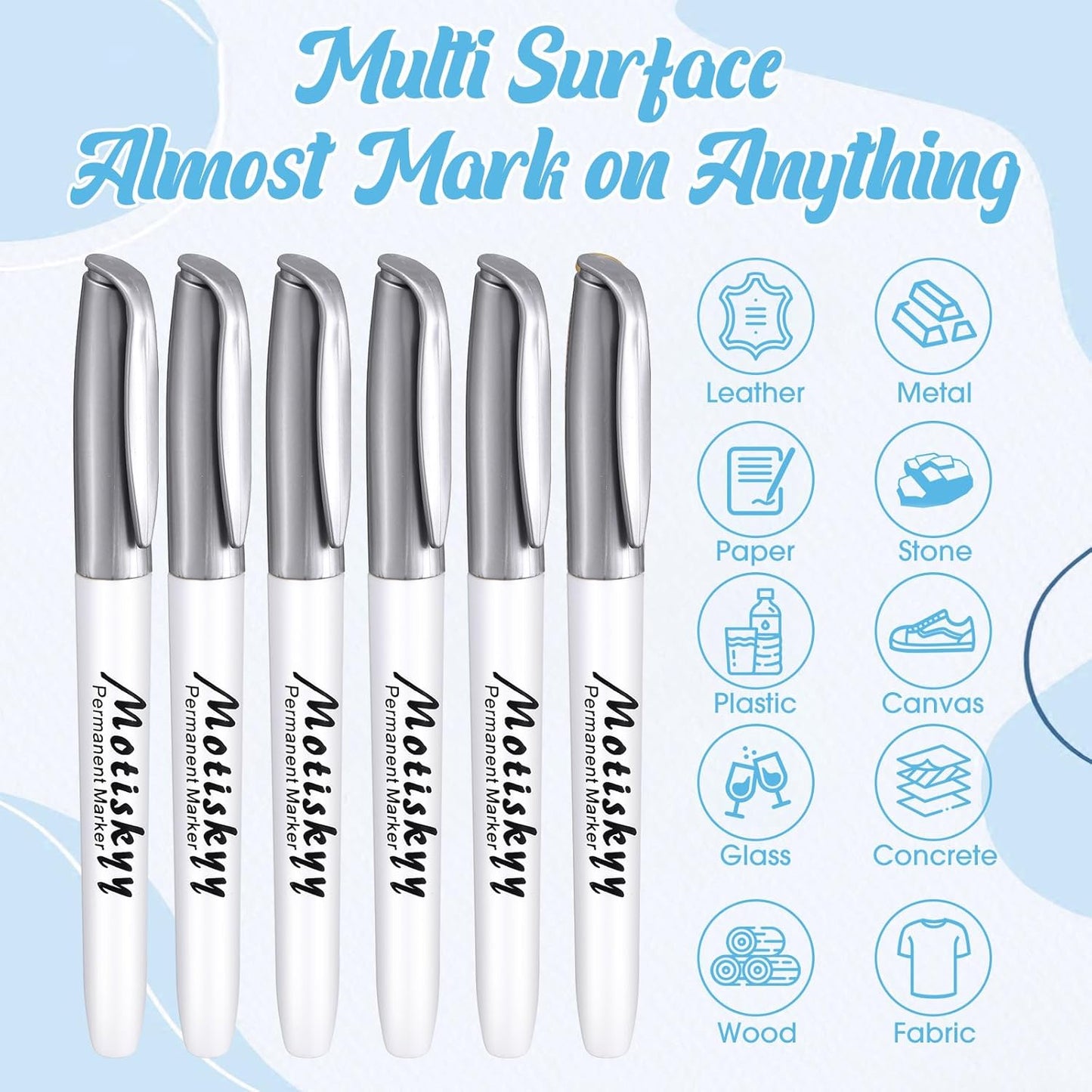 48 Pcs Metallic Permanent Markers Bulk Metallic Marker Pens Medium Tip Quick Dry Paint Pen for Classroom DIY Crafts Artist Illustration Gift Card Making(Silver)