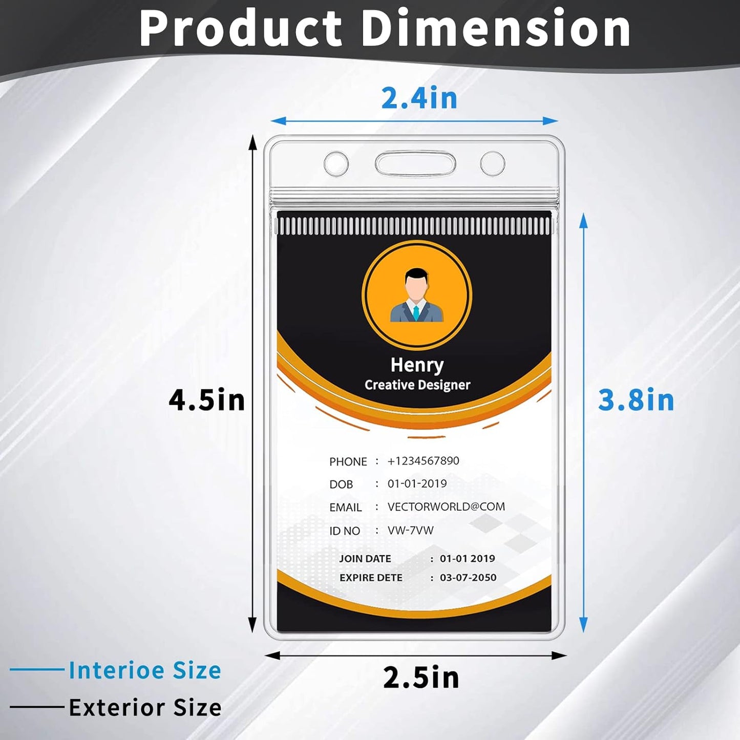600 Pack Badge Holder, Plastic ID Badge Holder, Clear Waterproof ID Card Holder with Resealable Zip, 2.5" x 3.8" Vertical Name Tag Holder for Nurses and Office, Fits ID Card/Credit Card/Student Card