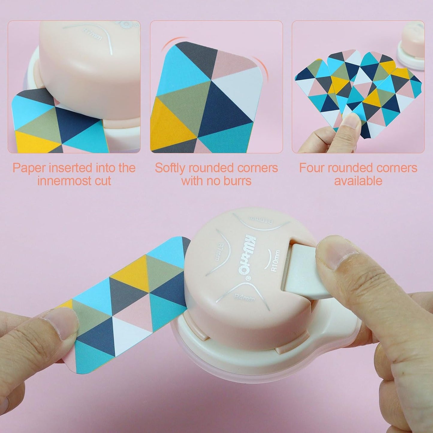4 in 1 Corner Rounder Punch, Rounded Corner Hole Punch 4mm 7mm 10mm Corner Cutter for Crafts, DIY Projects, Photo, Card, Scrapbooking Making
