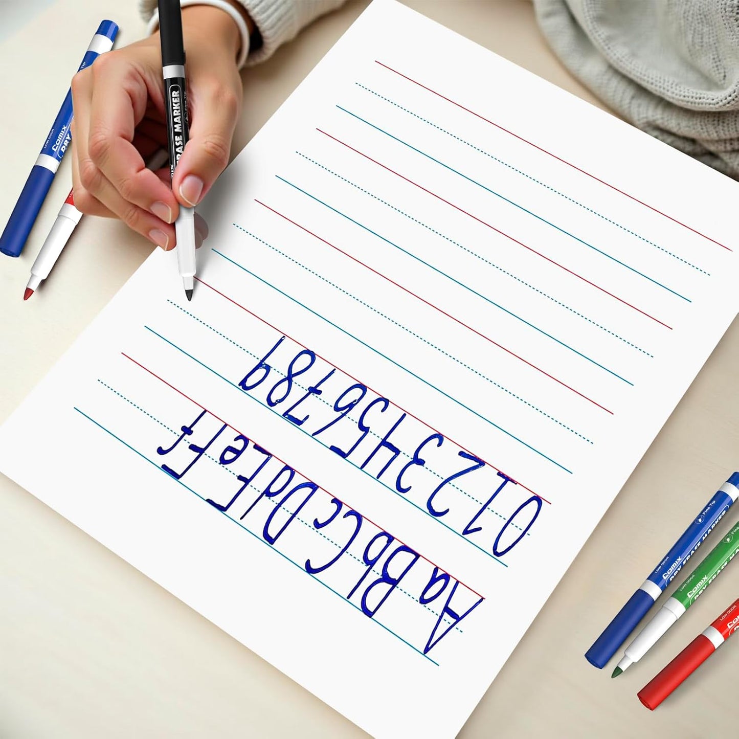 Comix Fine Tip Dry Erase Markers, Low Odor Whiteboard Markers, 36 Bulk 4 Assorted Colors Markers for Kids Teachers Office & School Supplies