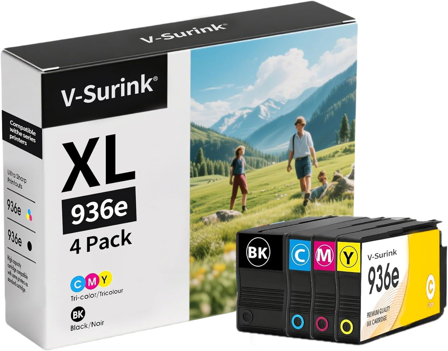 936XL 936 Ink Cartridges for HP Printers Replacement for HP 936 Ink Cartridges Combo Pack (4-Pack) - High Yield Compatible for HP Officejet Pro 9125e 9120e 9730e 9135e