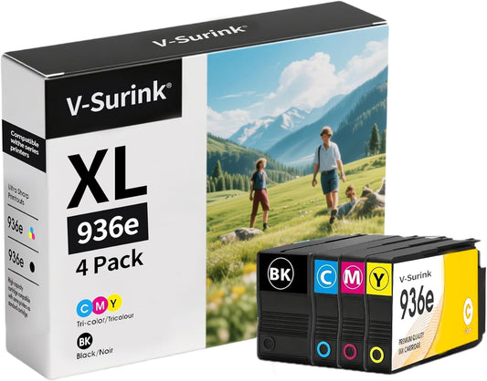 936XL 936 Ink Cartridges for HP Printers Replacement for HP 936 Ink Cartridges Combo Pack (4-Pack) - High Yield Compatible for HP Officejet Pro 9125e 9120e 9730e 9135e
