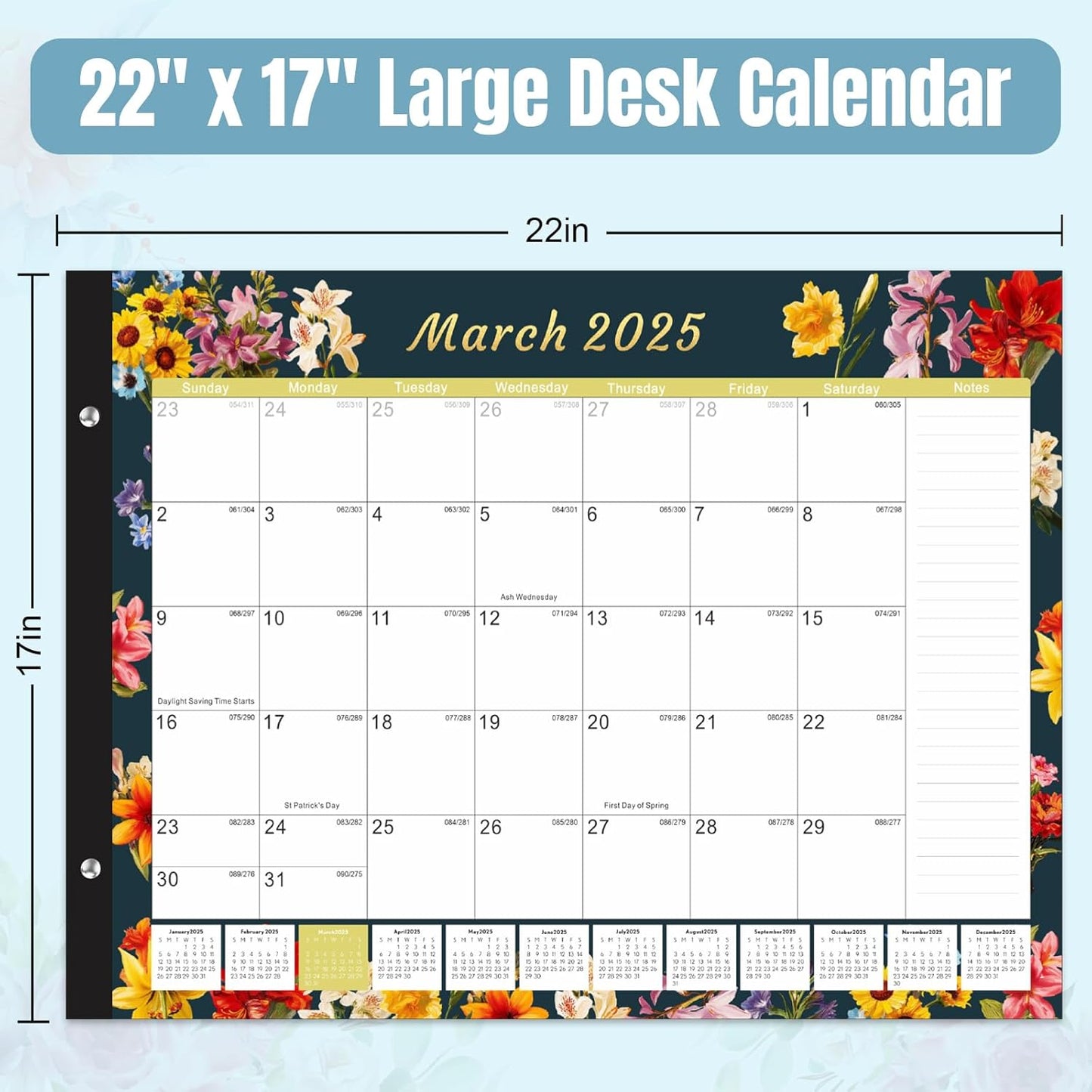 Gannyfer Desk Calendar 2025-2026, Large Calendar 2025 22"x17", 18 Months, January 2025 - Jun 2026, Desktop Pad with Plastic Cover, Thick Paper, Corner Protectors, for Planning and Organizing In Your Family, School or Office-Deep Black